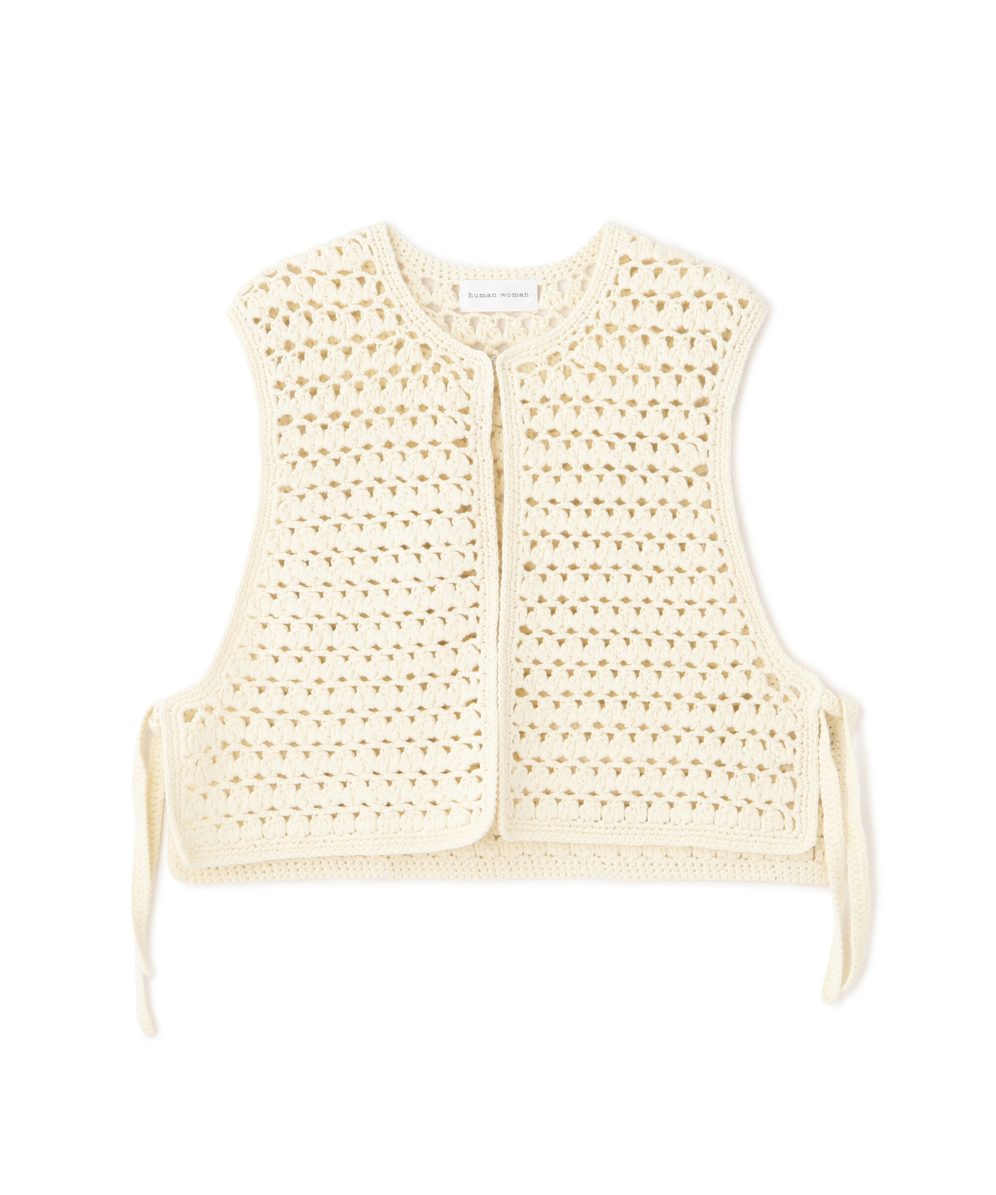  「◆【ウォッシャブル】コットンクロシェベスト」|ニット・セーター|