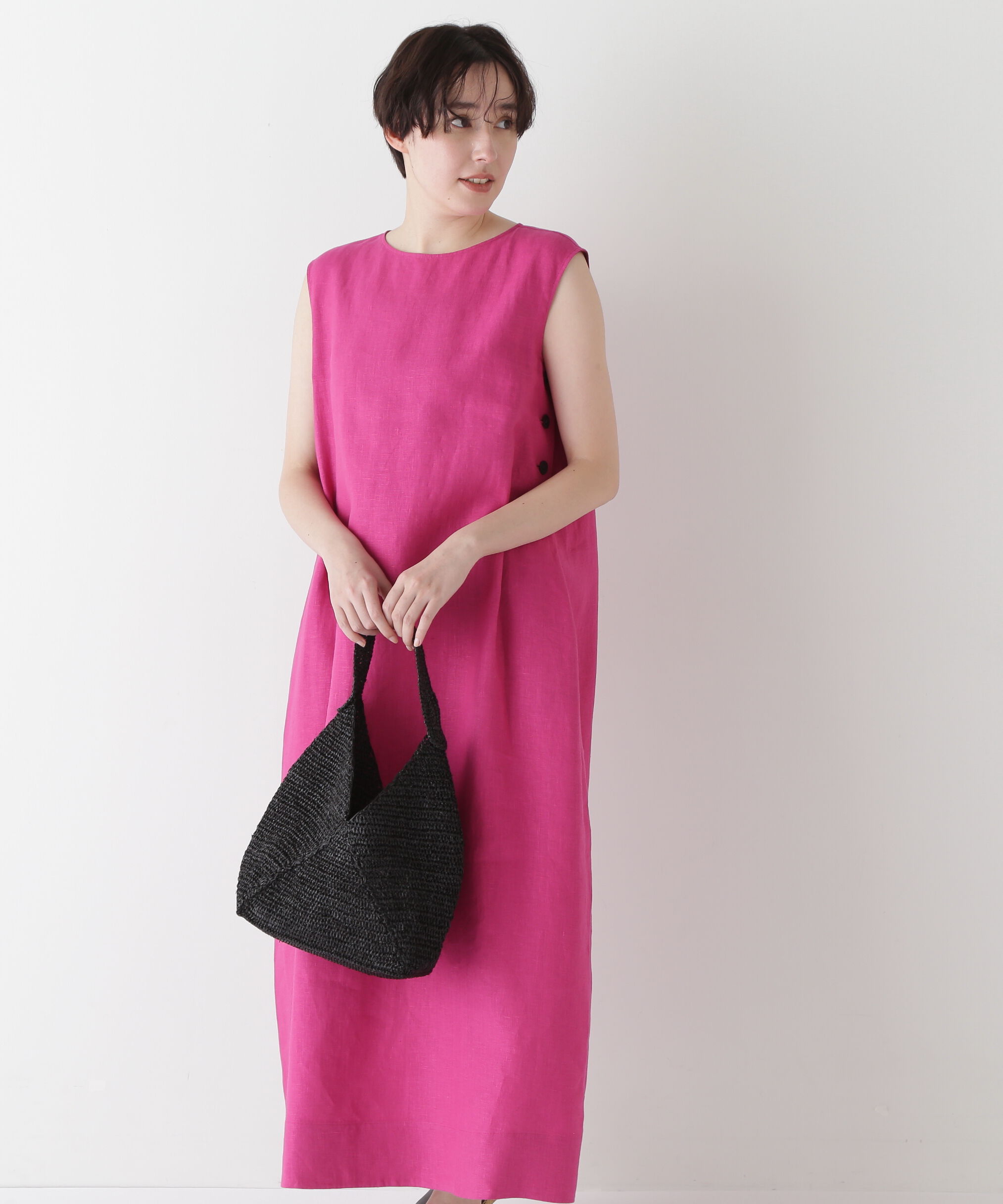  「◆リネンボートネックロングワンピース」|ワンピース|