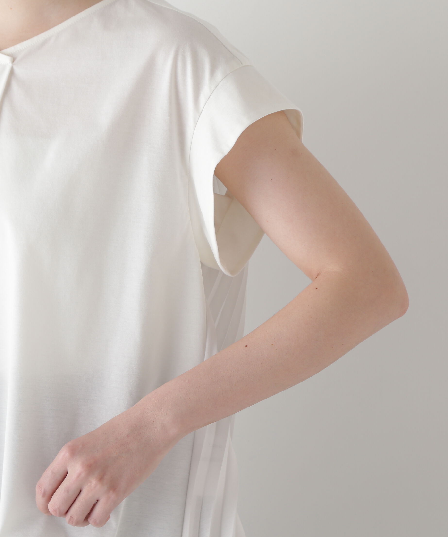  「◆【接触冷感】プリーツドッキングカットソープルオーバー」|Tシャツ・カットソー|