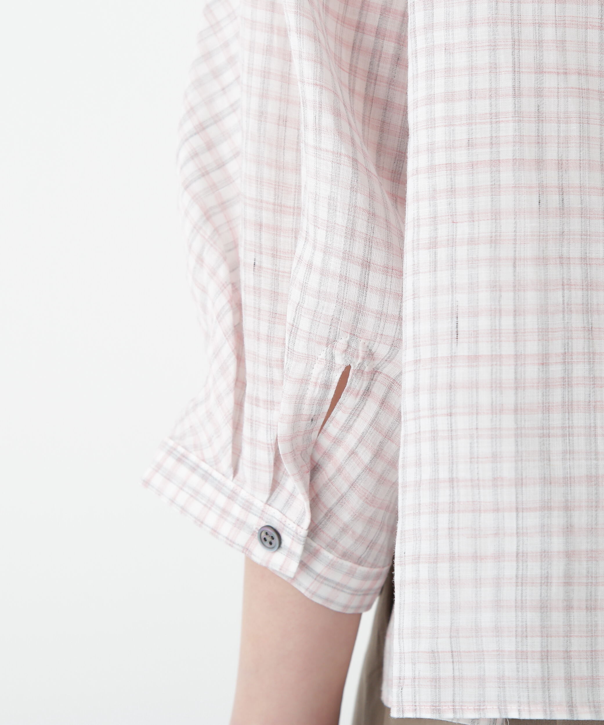  「◆ラミーバンドカラーチェックシャツブラウス」|シャツ・ブラウス|