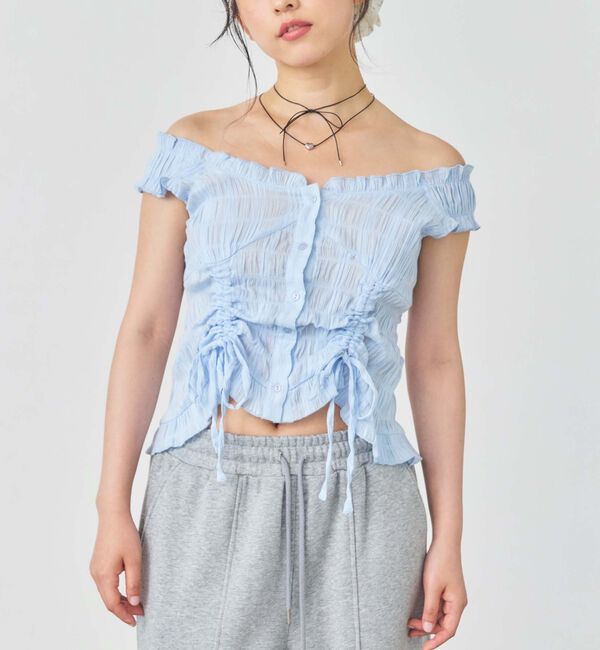 archives「２ｗａｙコットンドロストブラウス」|シャツ・ブラウス|BLUE