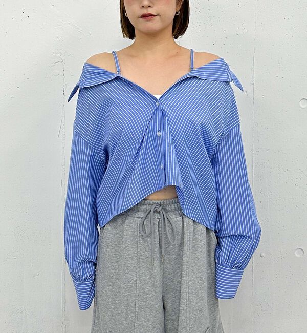 archives「２ｗａｙオフショルストライプシャツ」|シャツ・ブラウス|