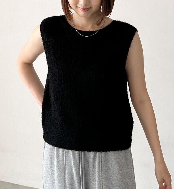 archives「２ｗａｙカールヤーンニットベスト」|ニット・セーター|BLACK