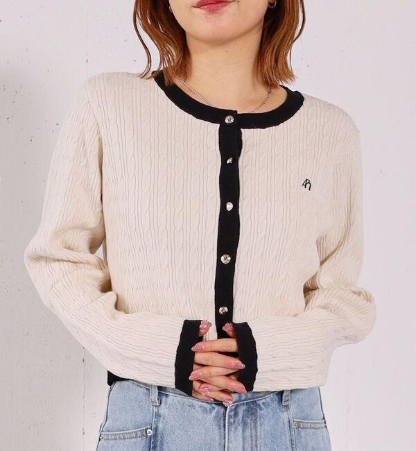 archives「ロゴ刺繍ニットカーディガン」|カーディガン|