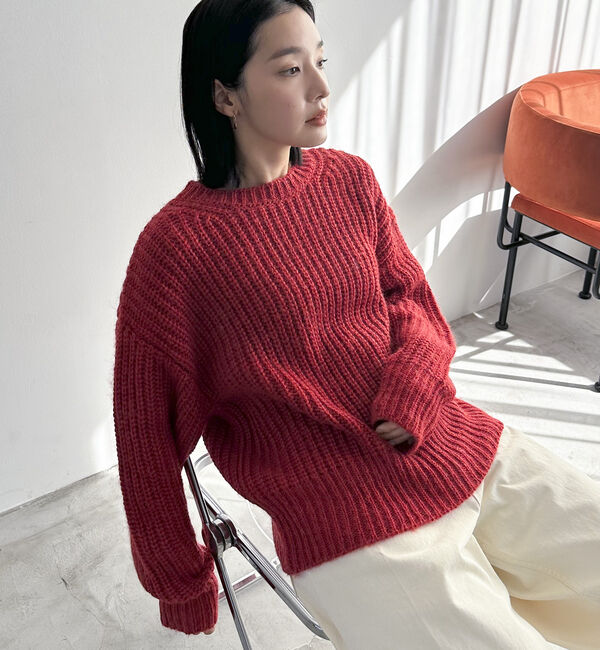 Doux archives「オーロラシャイニーニット」|ニット・セーター|RED