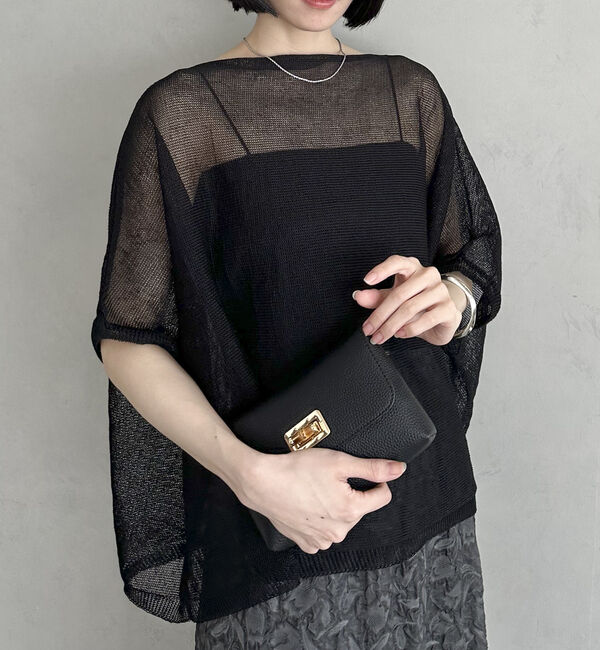 Doux archives「ウォッシャブルメッシュプルオーバー」|ニット・セーター|BLACK