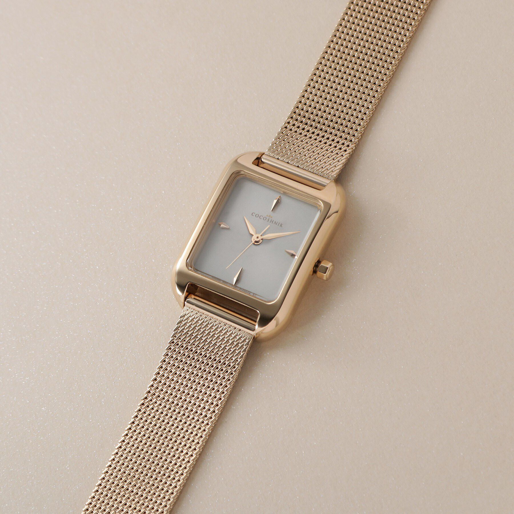 COCOSHNIK「RGスクエアメッシュベルト ウォッチ（ゴールド）」|腕時計|