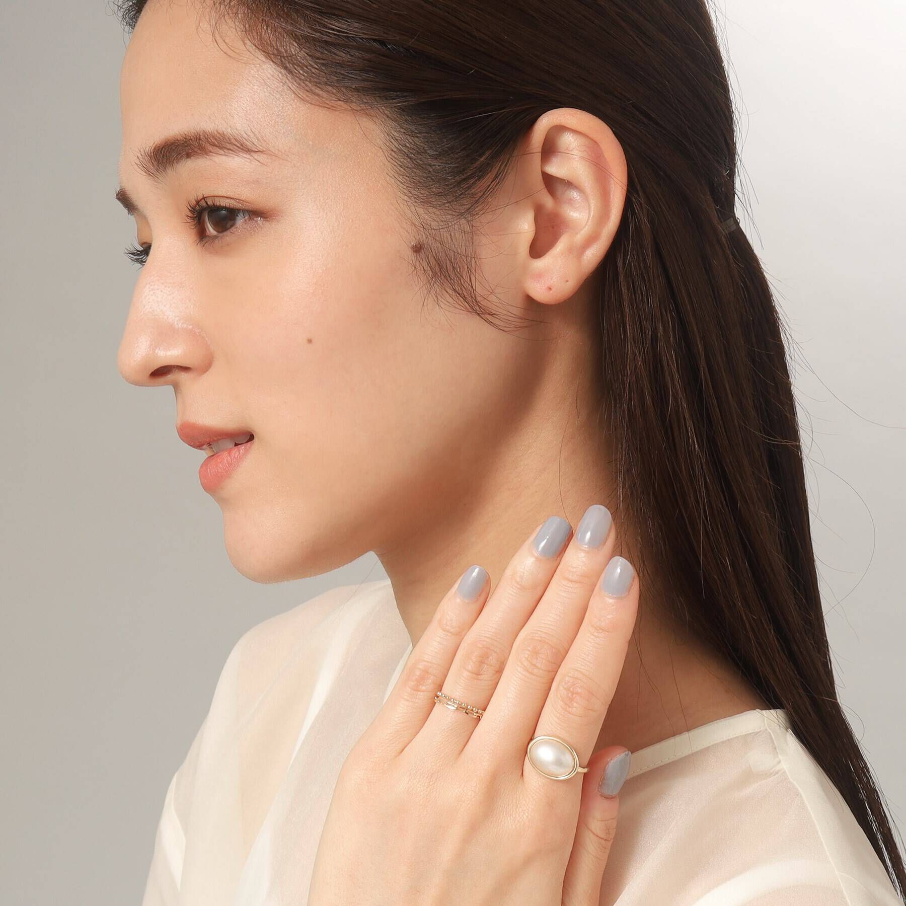 COCOSHNIK「K10マベパール横オーバル リング」|リング|