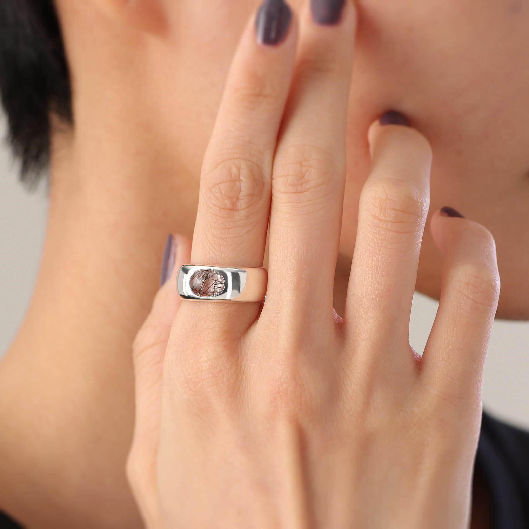 COCOSHNIK ONKITSCH「シルバー カラーストーン（トルマリンインクォーツ）ワイドリング」|リング|