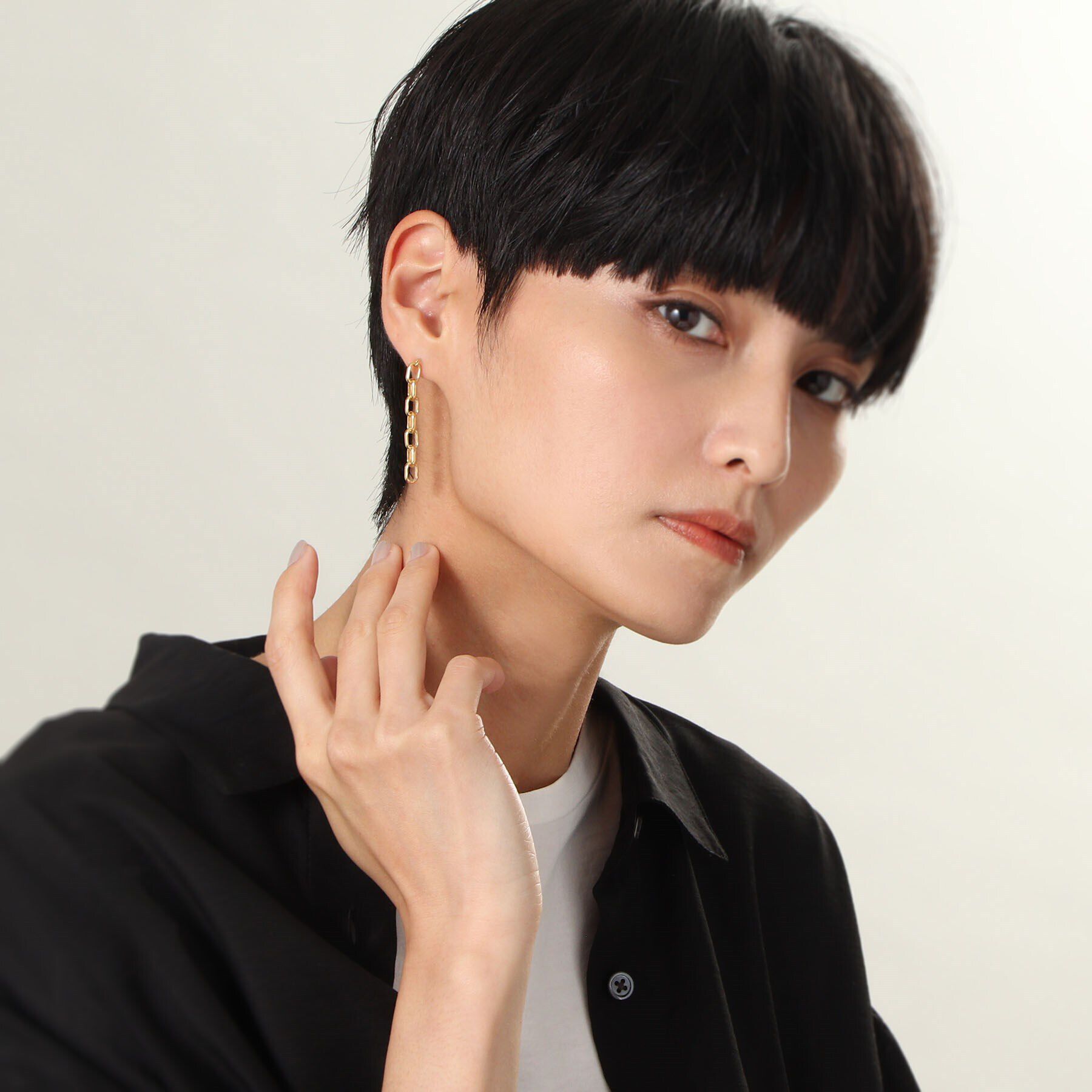 COCOSHNIK ONKITSCH「シルバー ドームチェーン ストレートピアス GP」|ピアス|