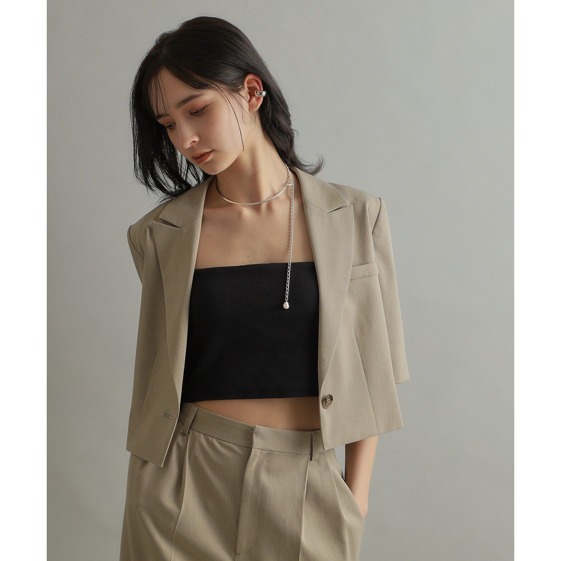 COCOSHNIK ONKITSCH「シルバー ホロウイヤーカフ ワイドフープ」|イヤリング|