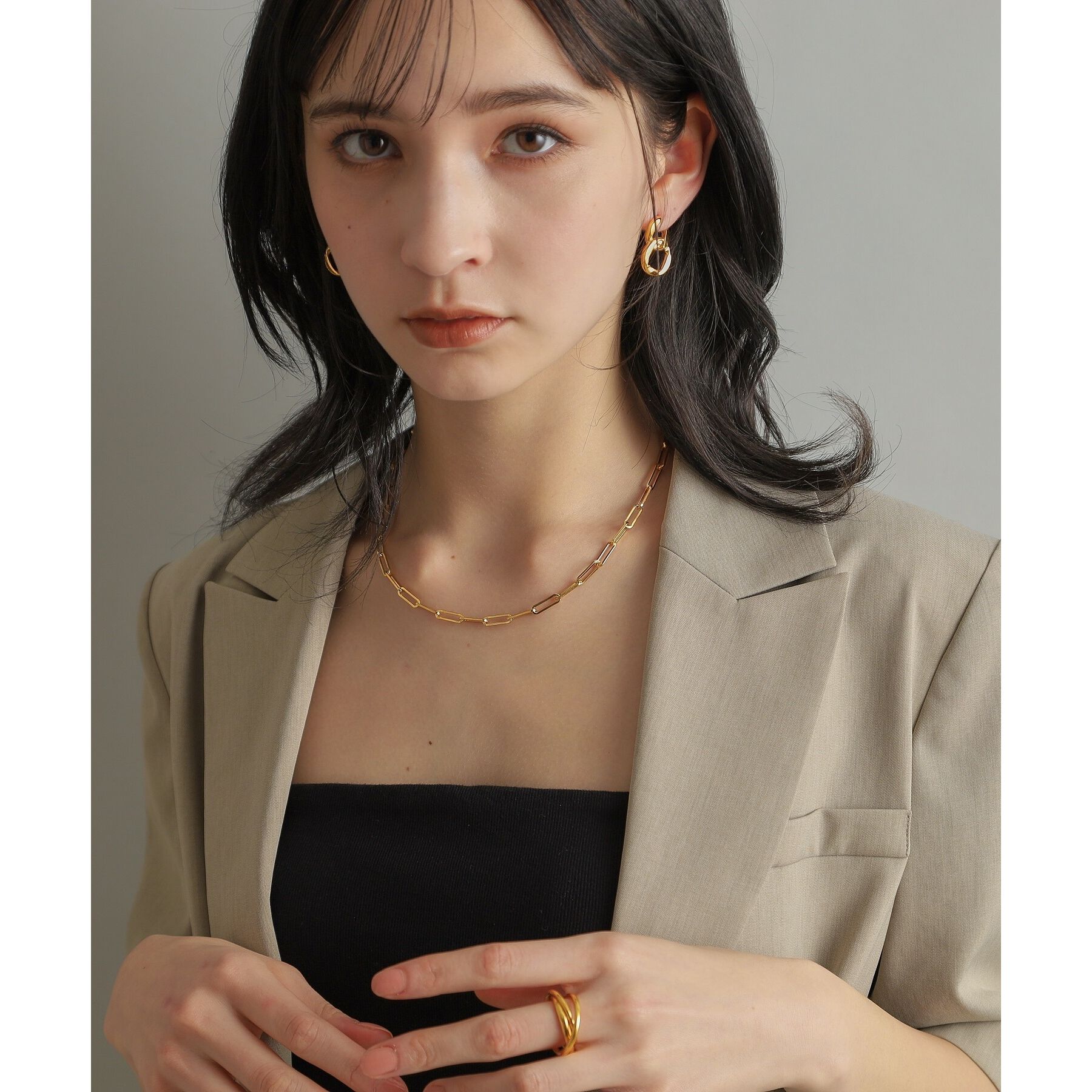 COCOSHNIK ONKITSCH「シルバー デザインチェーン フラットロングネックレス GP」|ネックレス|