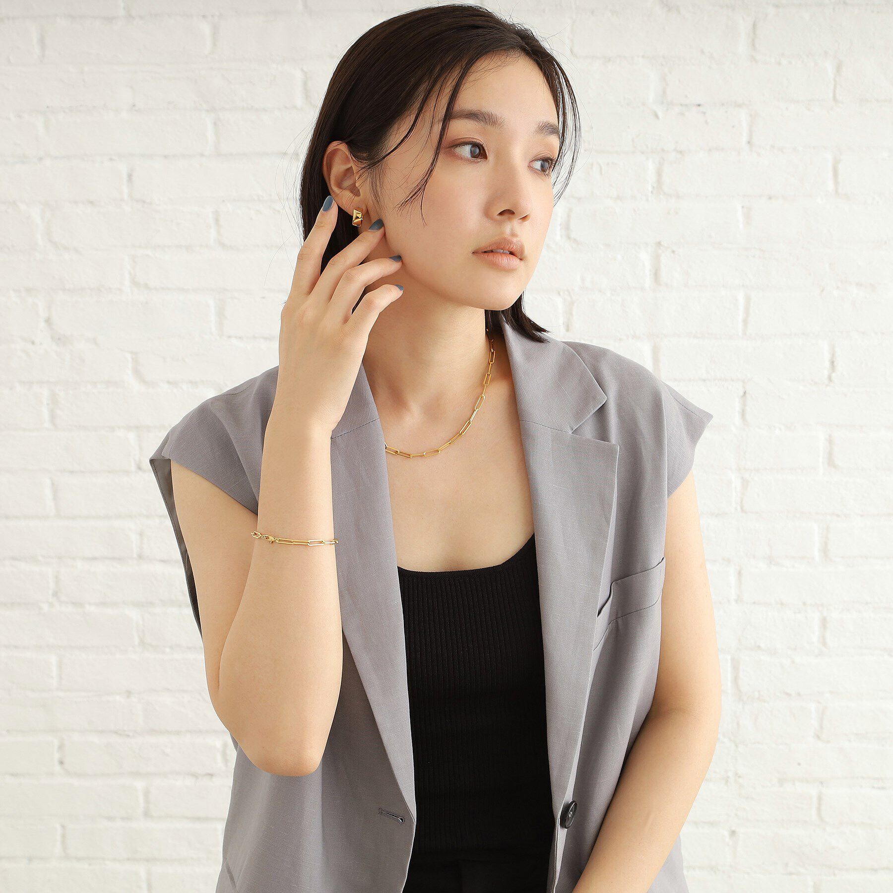 COCOSHNIK ONKITSCH「シルバー デザインチェーン フラットロングネックレス GP」|ネックレス|