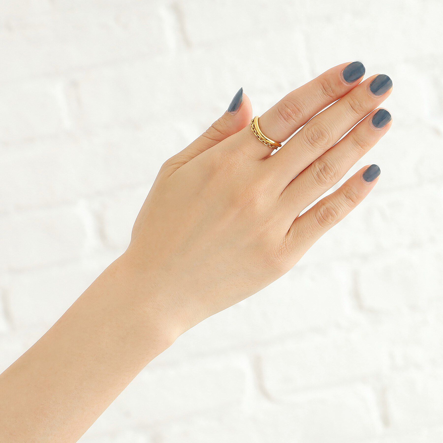 COCOSHNIK ONKITSCH「シルバー ドレープチェーン カーブリング GP」|リング|