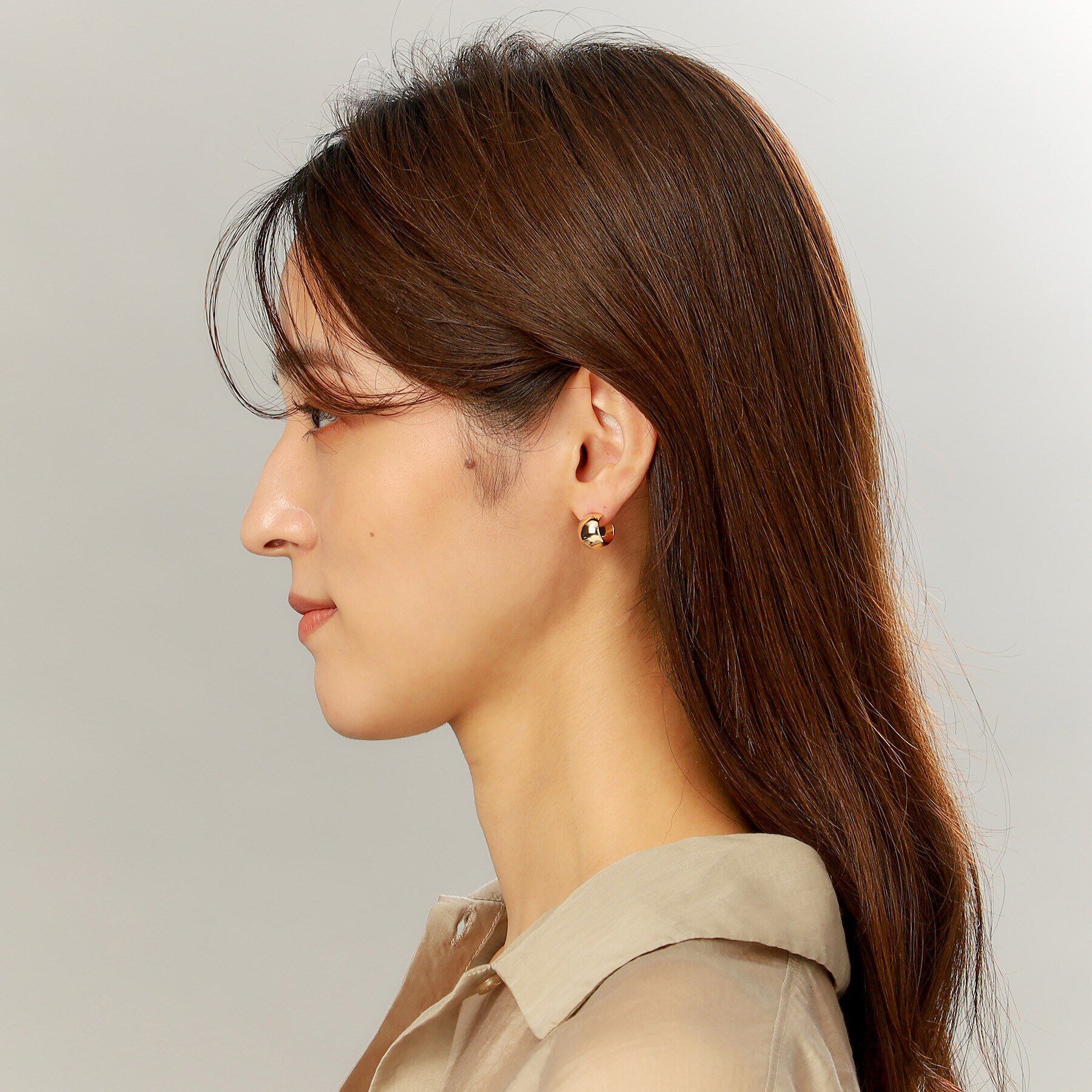 COCOSHNIK「K10中空平甲フープ スタッドピアス」|ピアス|