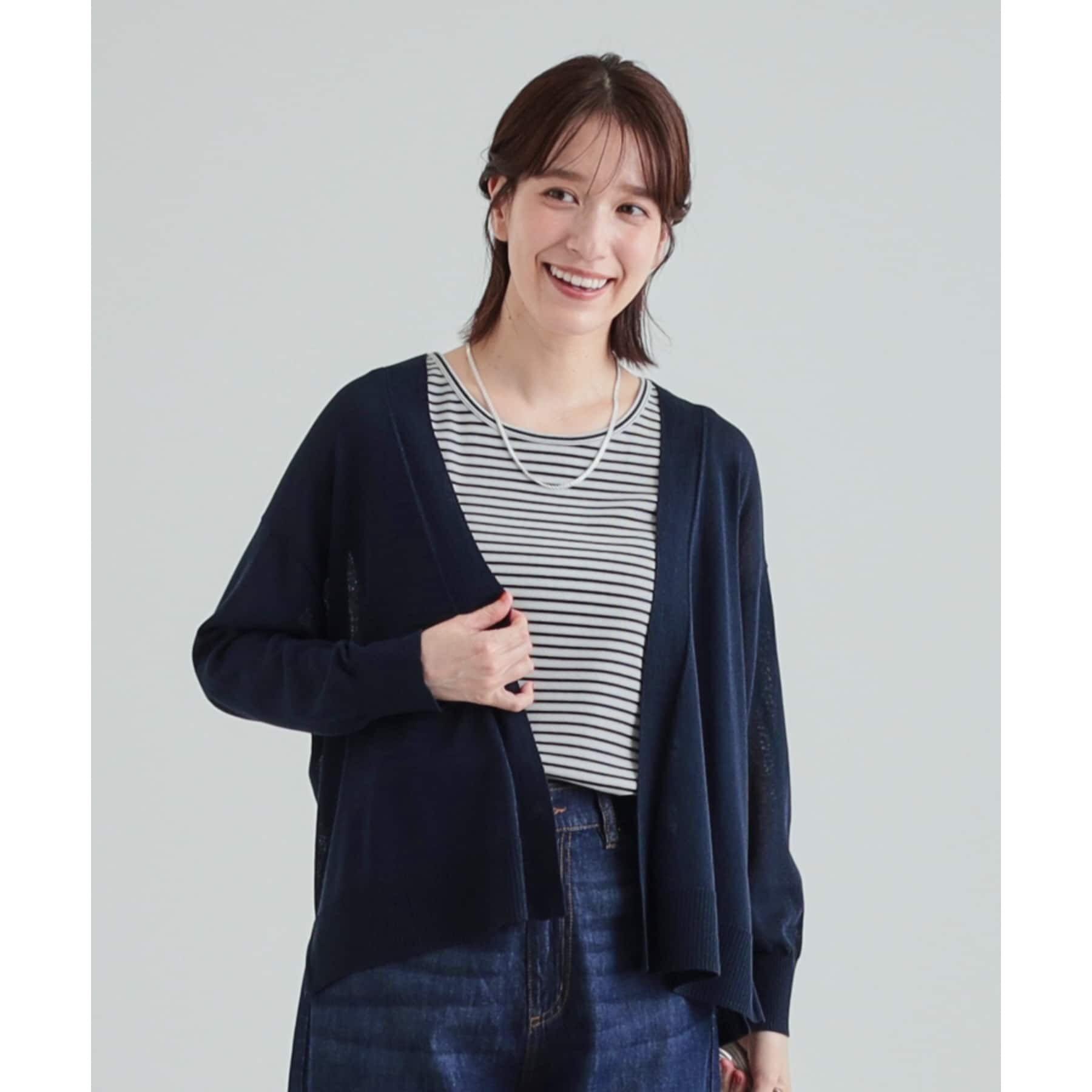 SHOO･LA･RUE「【高レビュー/洗える/8分袖/】大人のシアーカーディガン」|カーディガン|