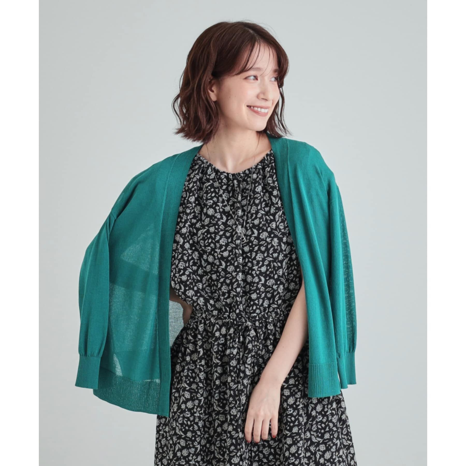 SHOO･LA･RUE「【高レビュー/洗える/8分袖/】大人のシアーカーディガン」|カーディガン|