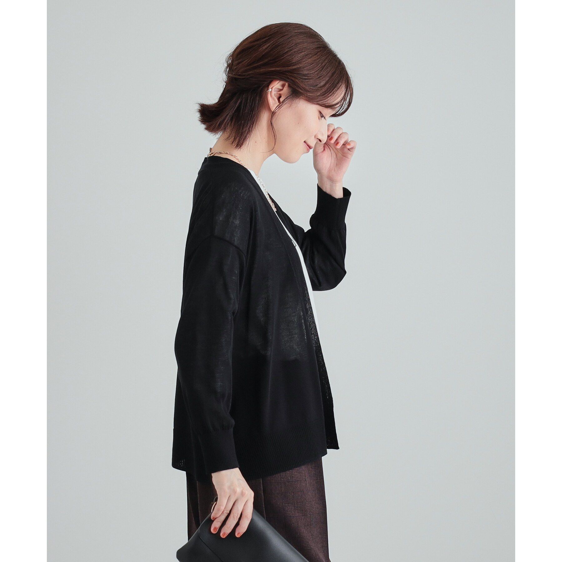SHOO･LA･RUE「【高レビュー/洗える/8分袖/】大人のシアーカーディガン」|カーディガン|