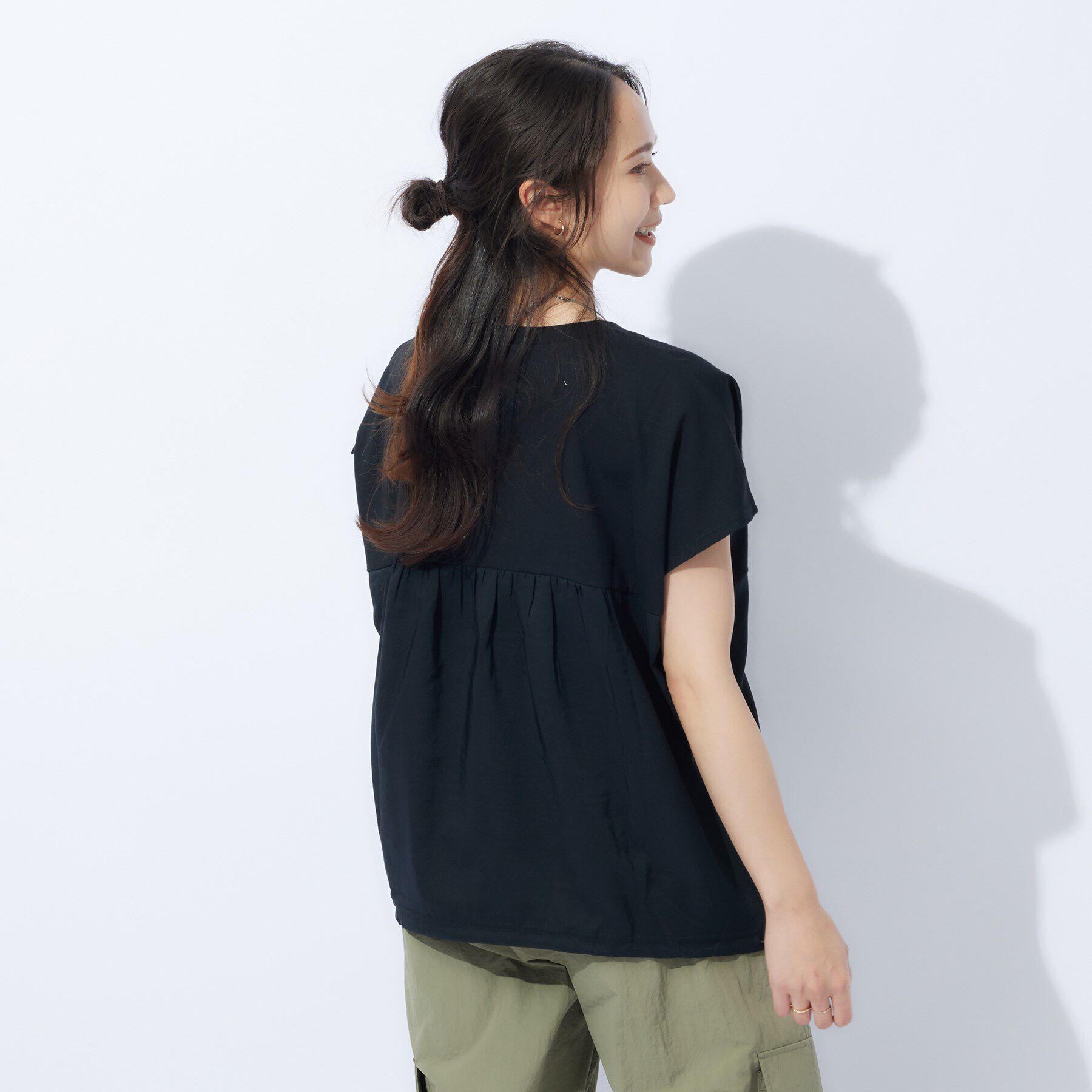 SHOO･LA･RUE「インせずサマ見え 裾ドロスト切り替えトップス」|Tシャツ・カットソー|