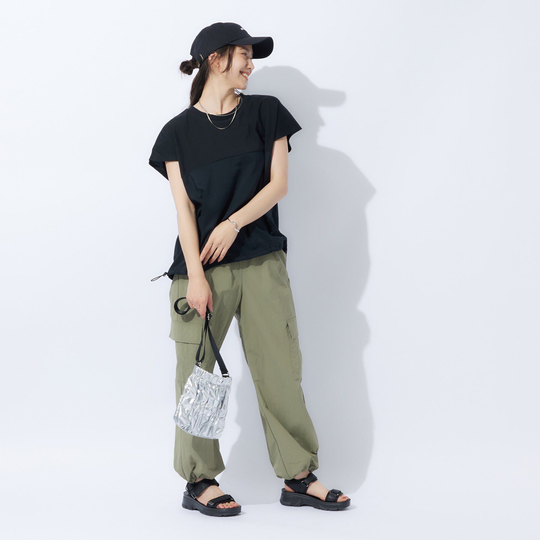 SHOO･LA･RUE「インせずサマ見え 裾ドロスト切り替えトップス」|Tシャツ・カットソー|