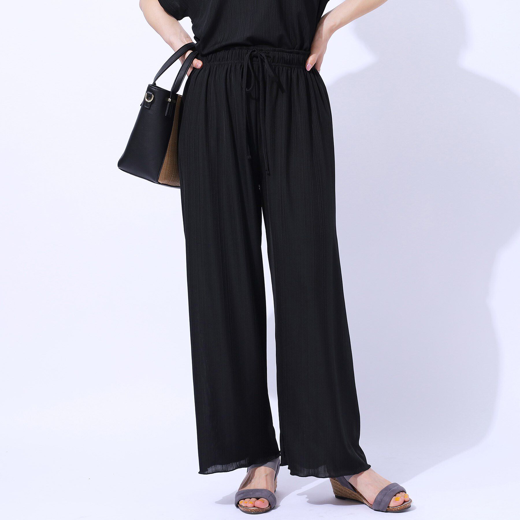 SHOO･LA･RUE「【セットアップ可】テレコイージーパンツ」|その他|ブラック(019)