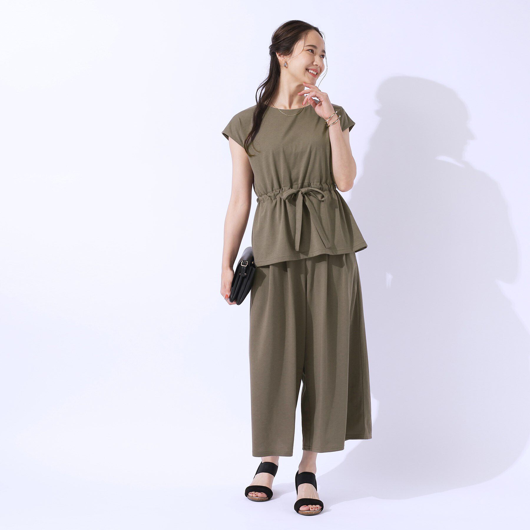 SHOO･LA･RUE「【洗える/セットアップ可】休日のリラックスコーデに ウエストリボントップス」|シャツ・ブラウス|