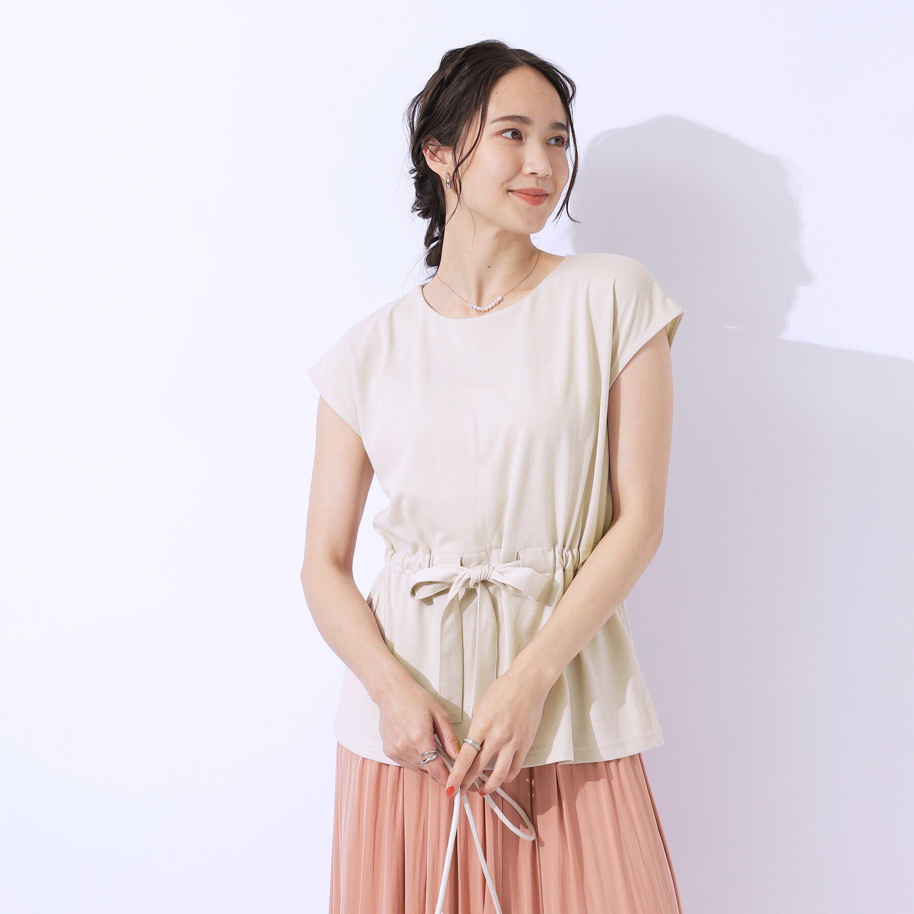 SHOO･LA･RUE「【洗える/セットアップ可】休日のリラックスコーデに ウエストリボントップス」|シャツ・ブラウス|