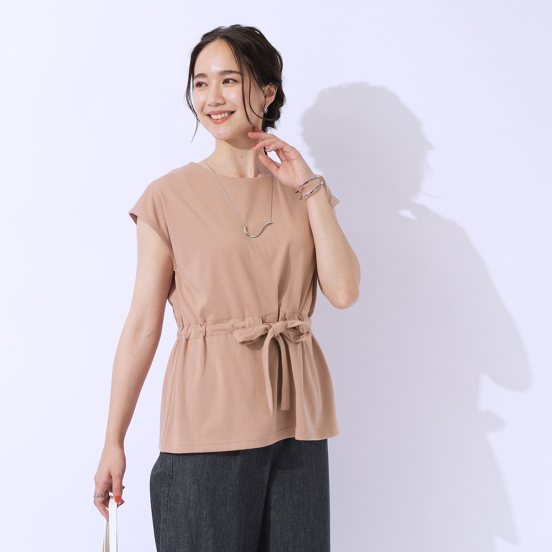 SHOO･LA･RUE「【洗える/セットアップ可】休日のリラックスコーデに ウエストリボントップス」|シャツ・ブラウス|