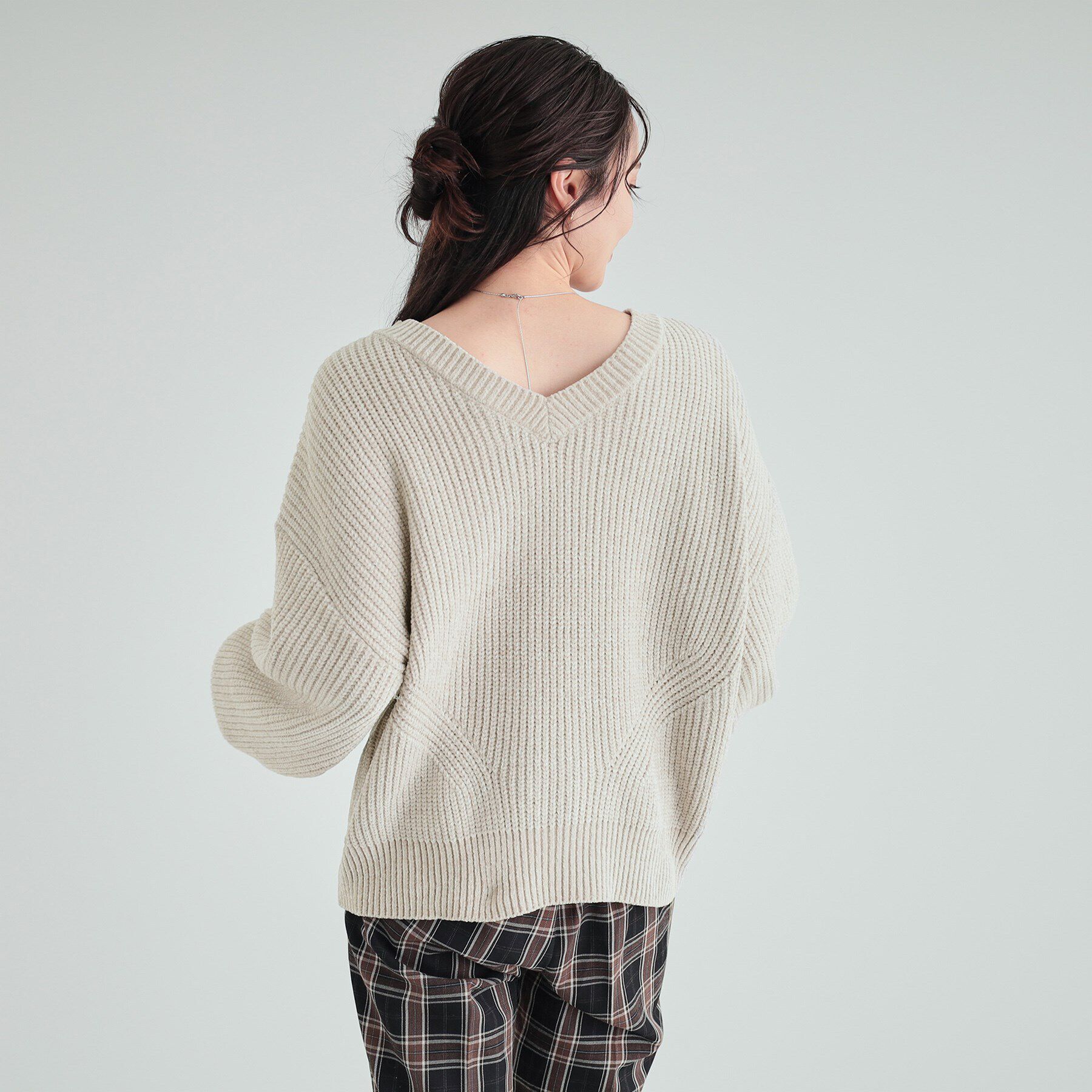 SHOO･LA･RUE「【S-LL/前後2WAY】大人のゆるさが魅力 ベロア風ラメモールニット」|ニット・セーター|