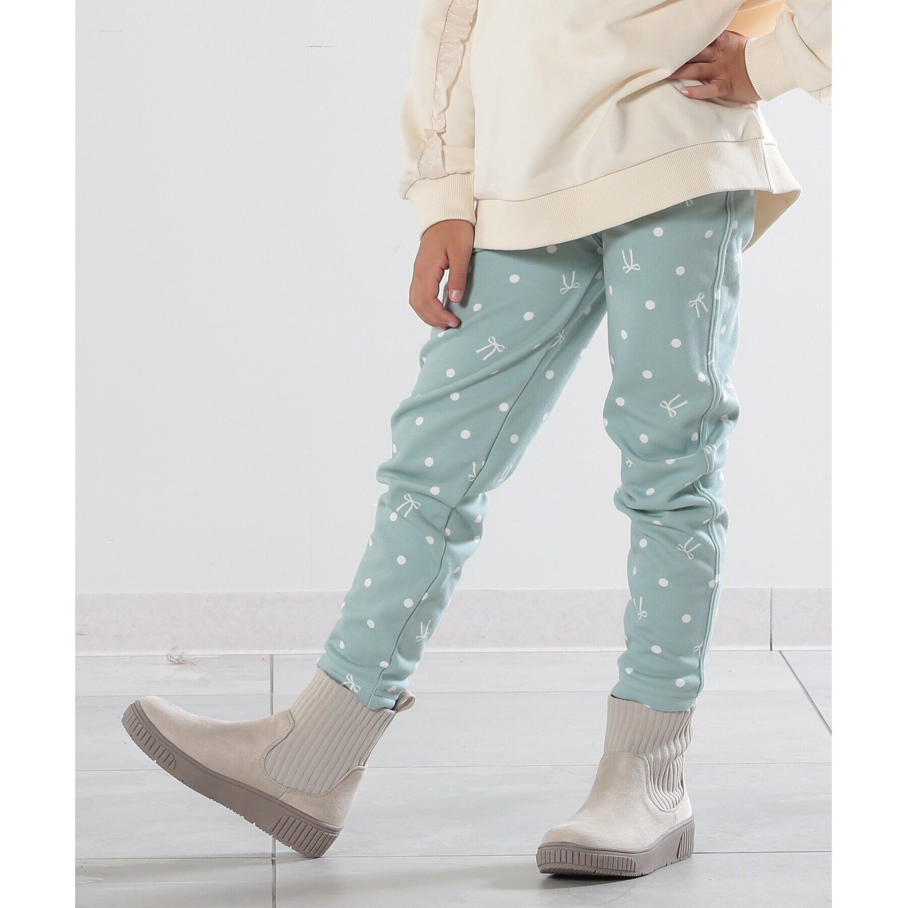 SHOO･LA･RUE「【110-140cm/男女兼用】裏シャギー総柄パンツ」|その他|ライトグリーン(12