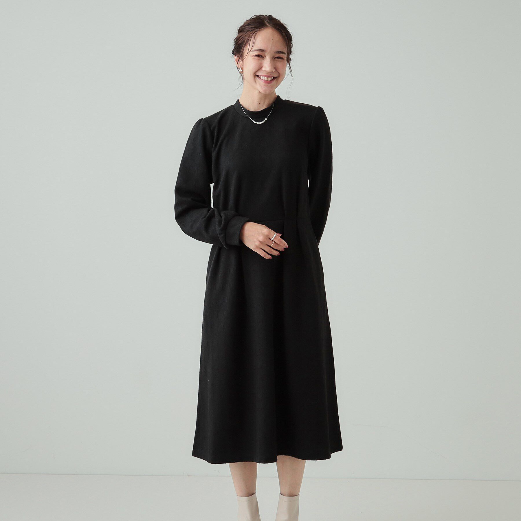 SHOO･LA･RUE「【S-LL】チェック柄 ウエストタックワンピース」|ワンピース|