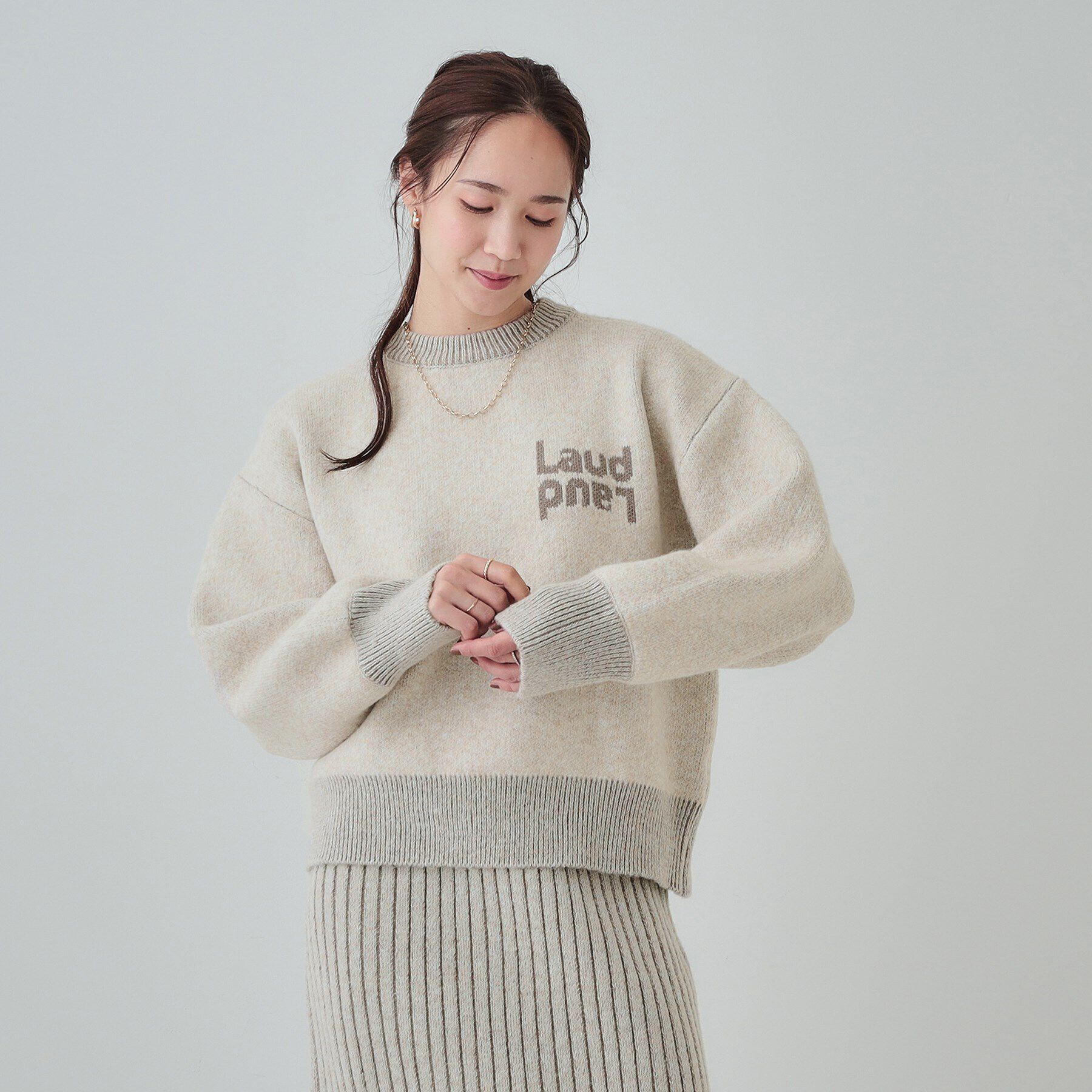 SHOO･LA･RUE「【セットアップ可】もちもちミックスヤーンロゴニット」|ニット・セーター|