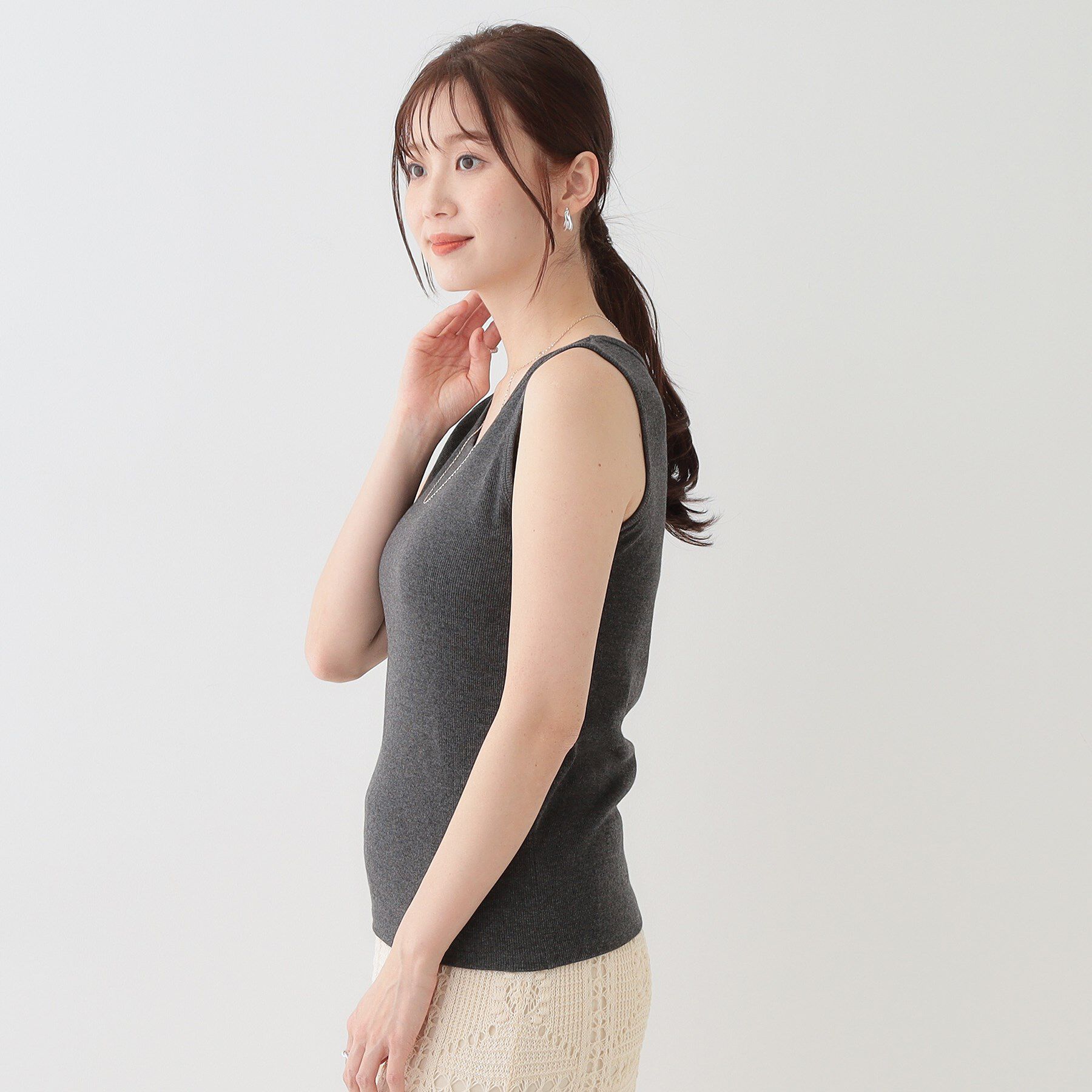 SHOO･LA･RUE「【洗える/S-LL】色違いで揃えたい テレコリブタンクトップ」|キャミソール|