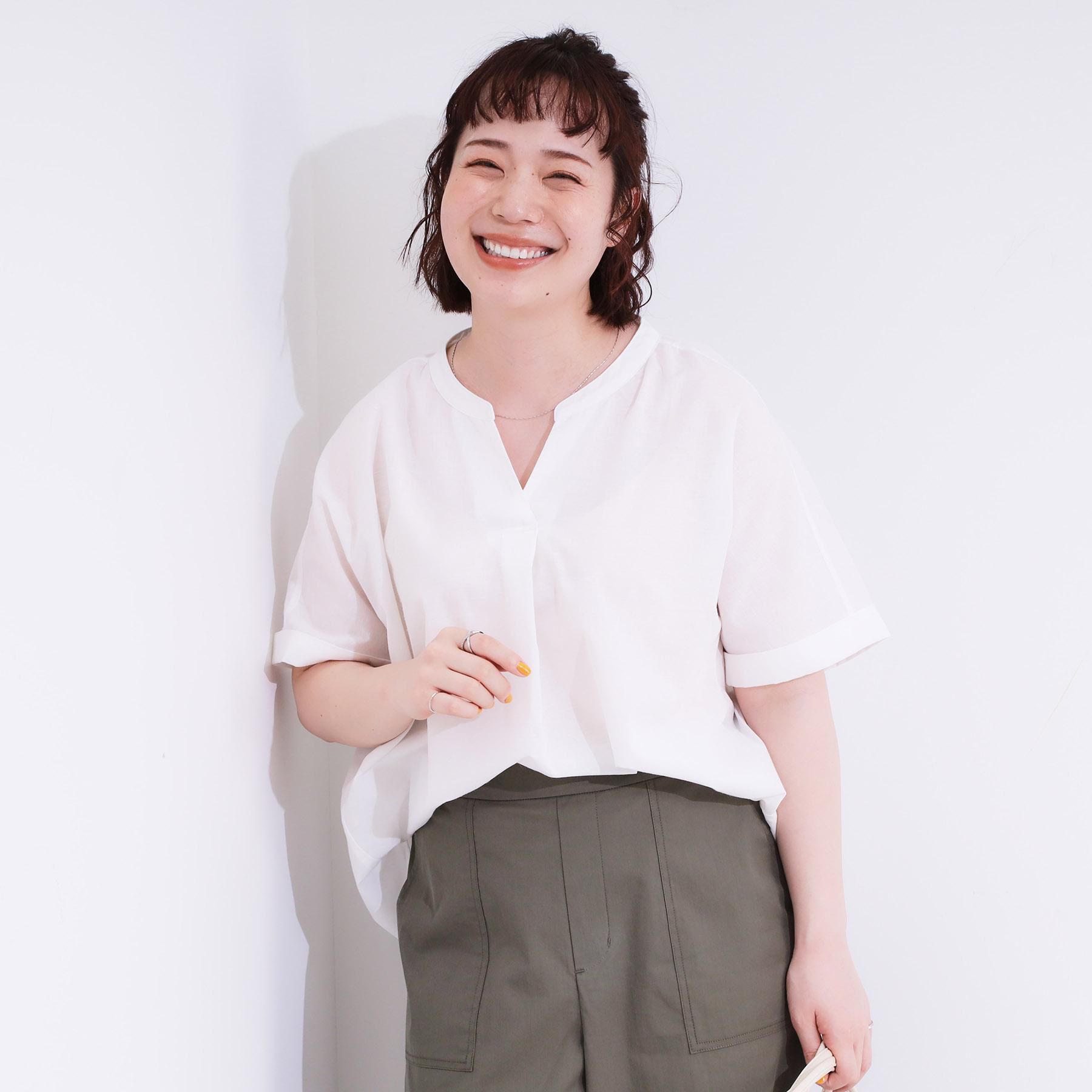 SHOO･LA･RUE「【高レビュー/洗える/UV/吸水速乾】洗濯後しわになりにくいリネンブレンドドルマンシャツ」|シャツ・ブラウス|