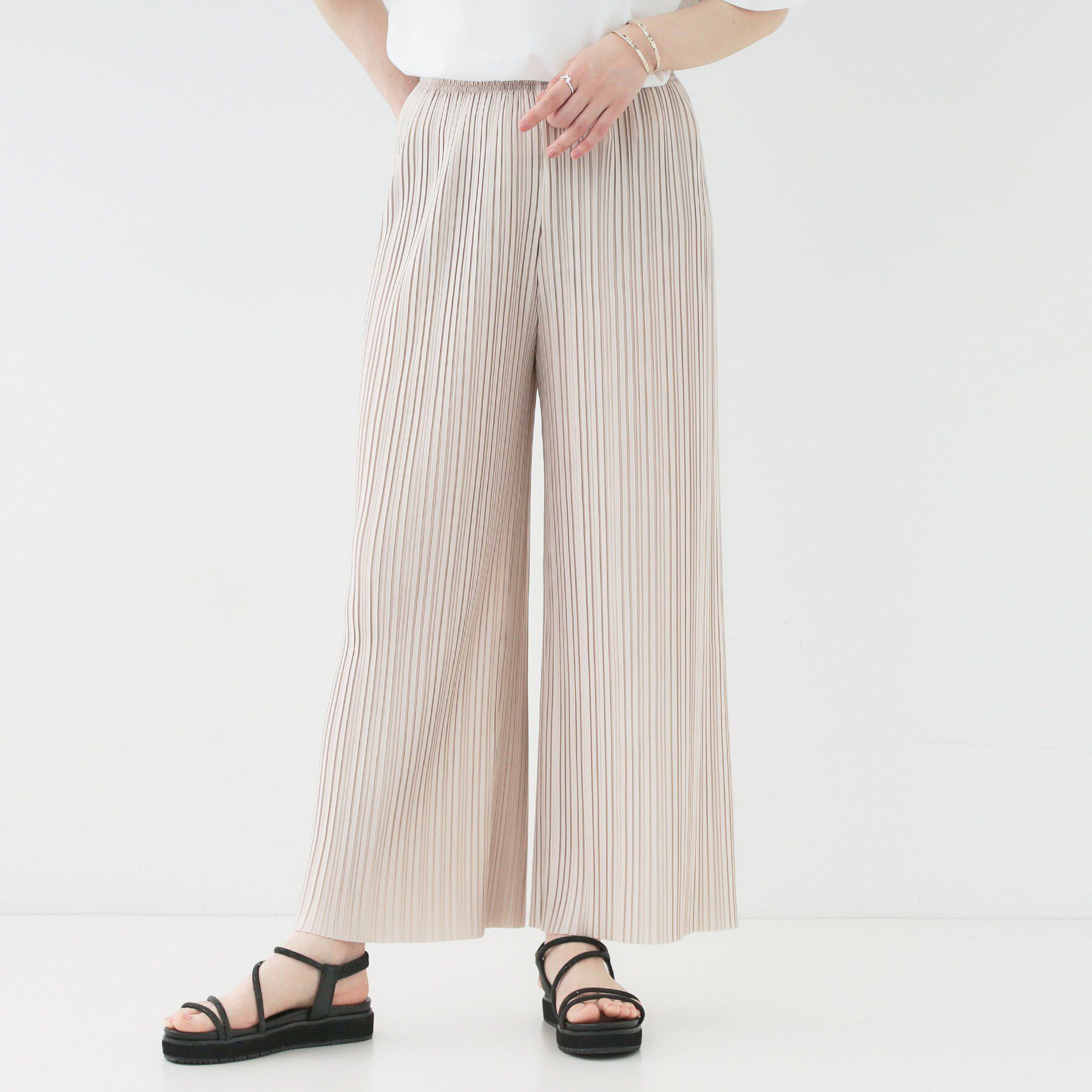 SHOO･LA･RUE「【洗える】楽してほっそり見え カットプリーツパンツ」|その他|