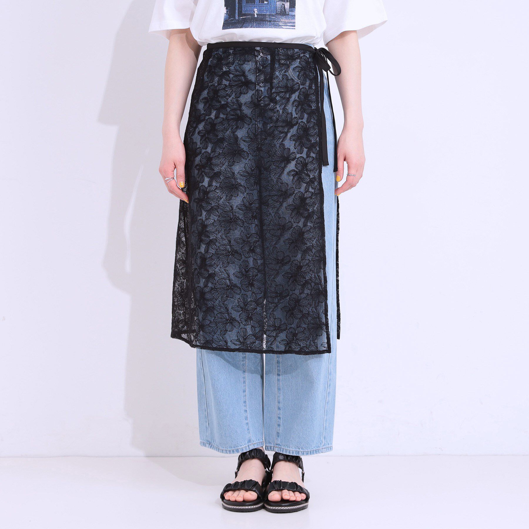 SHOO･LA･RUE「【洗える】チュール刺繍ラップスカート」|スカート|