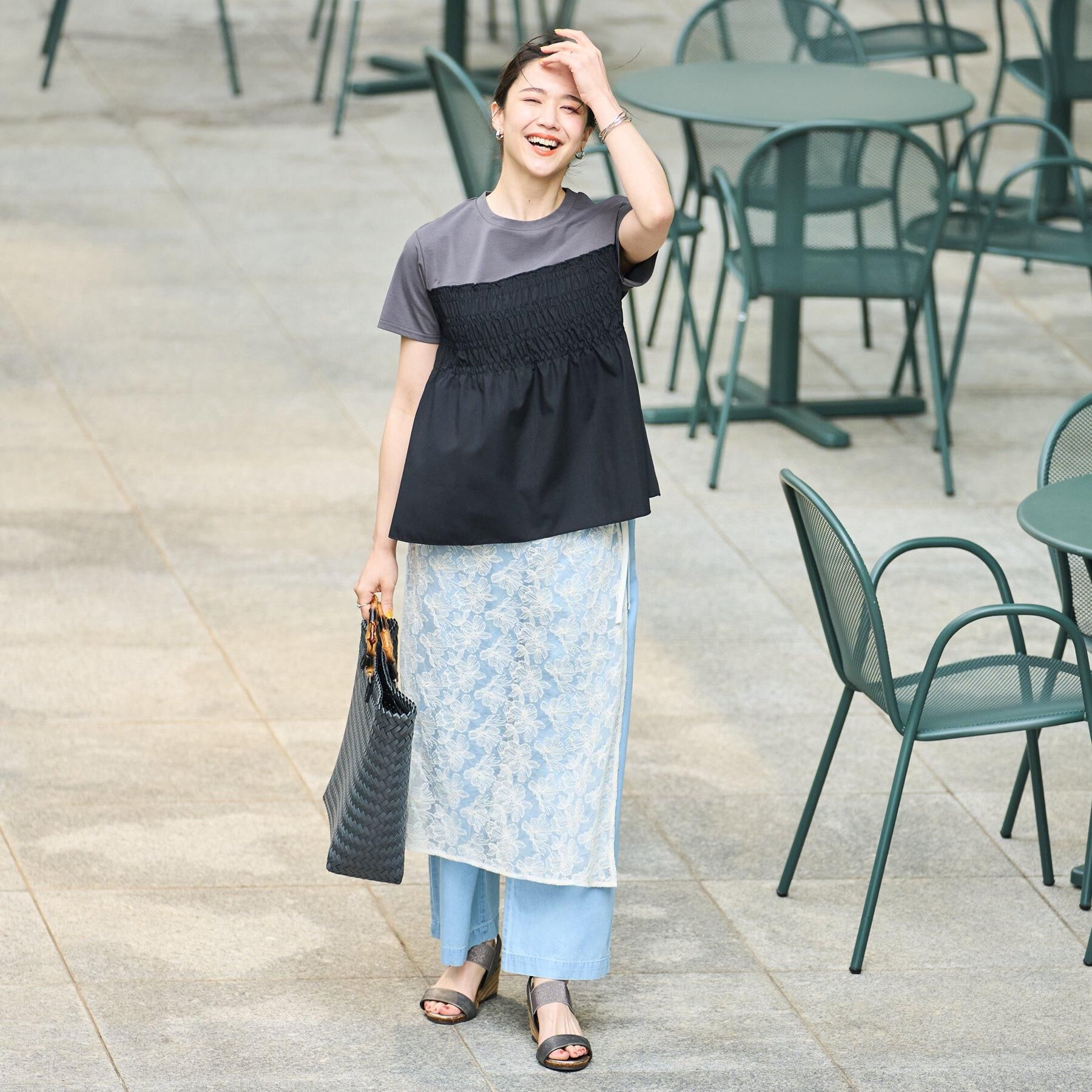 SHOO･LA･RUE「【洗える】チュール刺繍ラップスカート」|スカート|