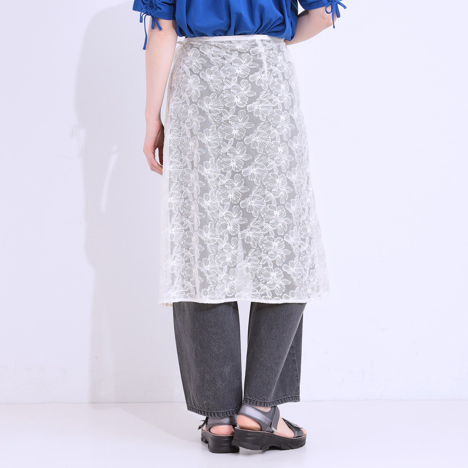 SHOO･LA･RUE「【洗える】チュール刺繍ラップスカート」|スカート|