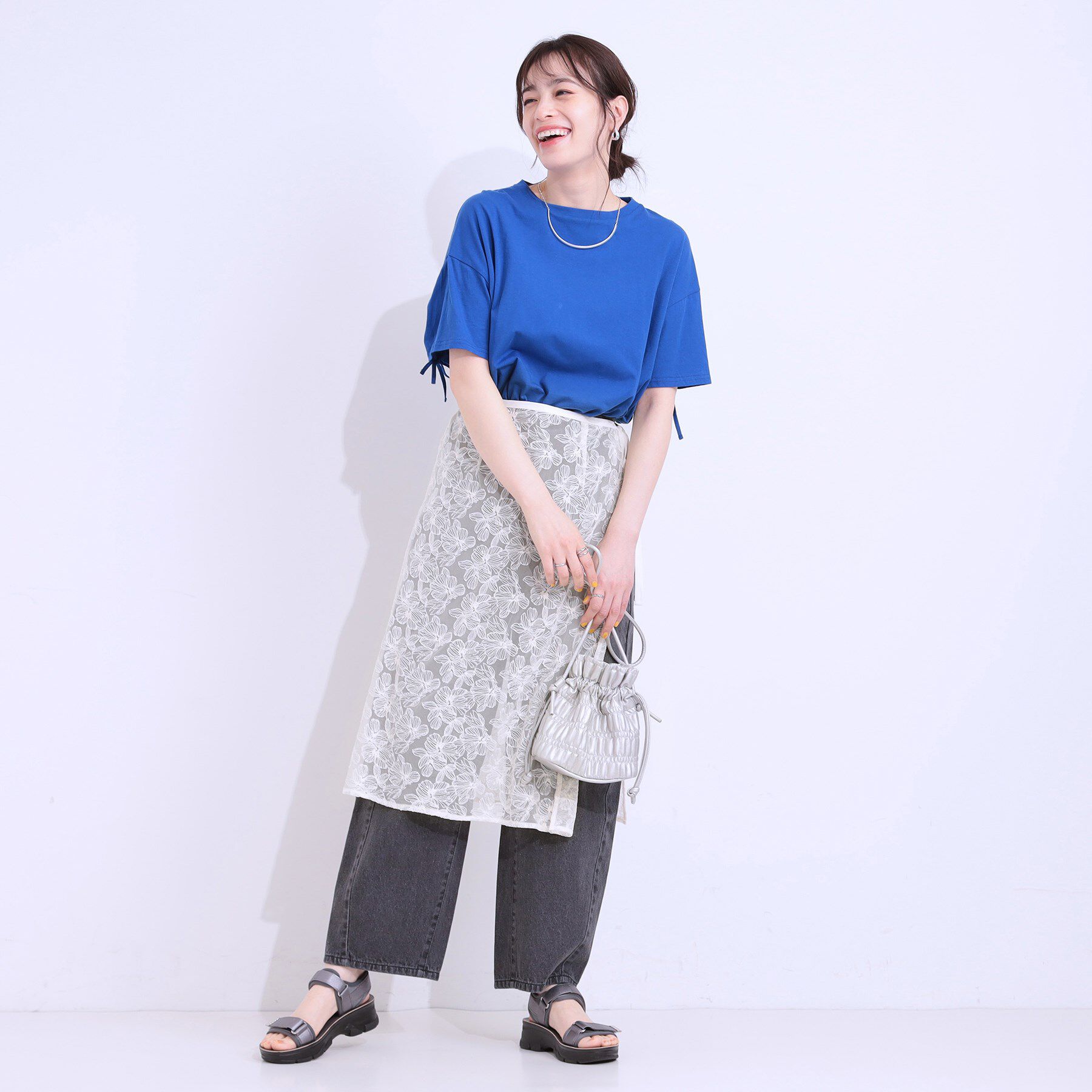 SHOO･LA･RUE「【洗える】チュール刺繍ラップスカート」|スカート|