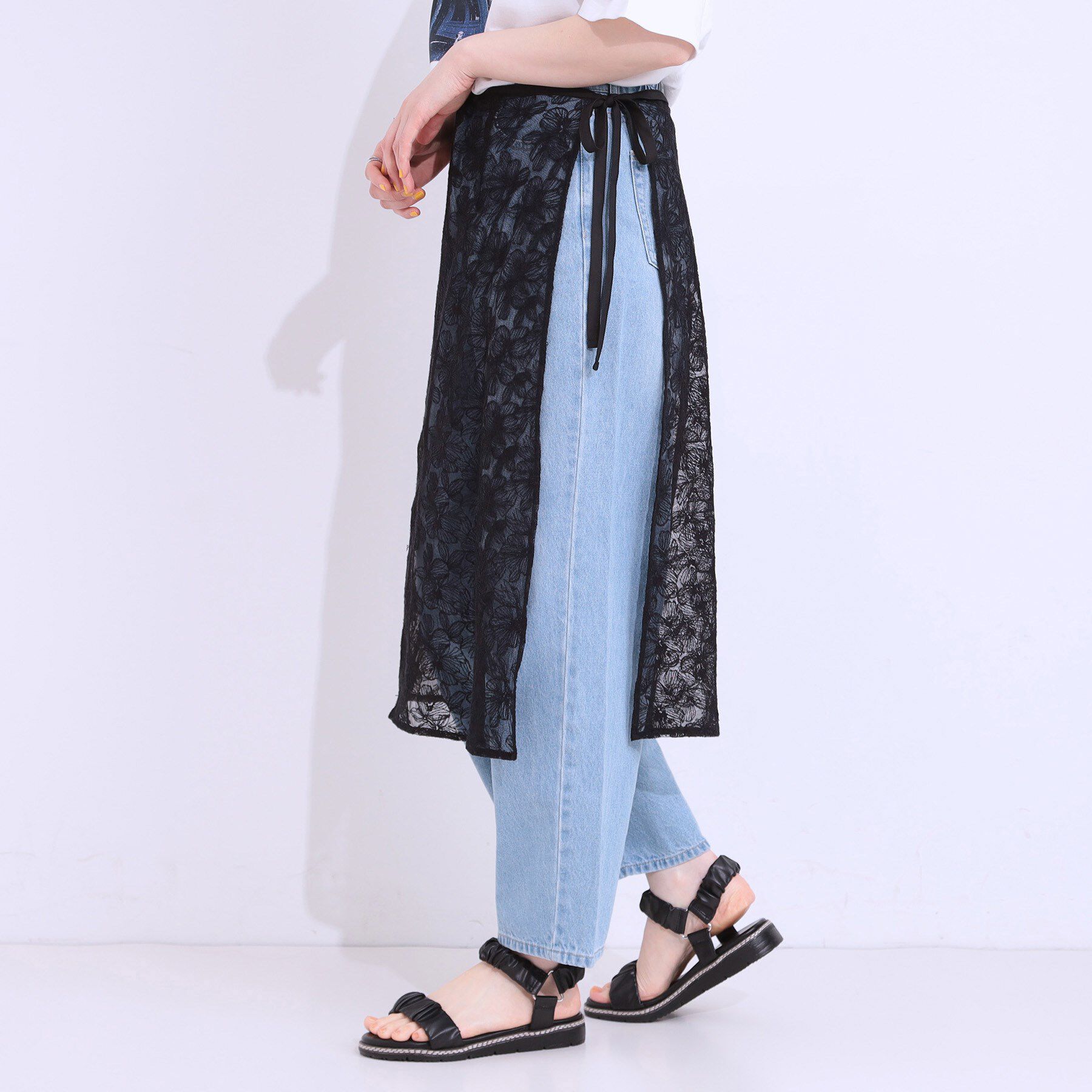 SHOO･LA･RUE「【洗える】チュール刺繍ラップスカート」|スカート|