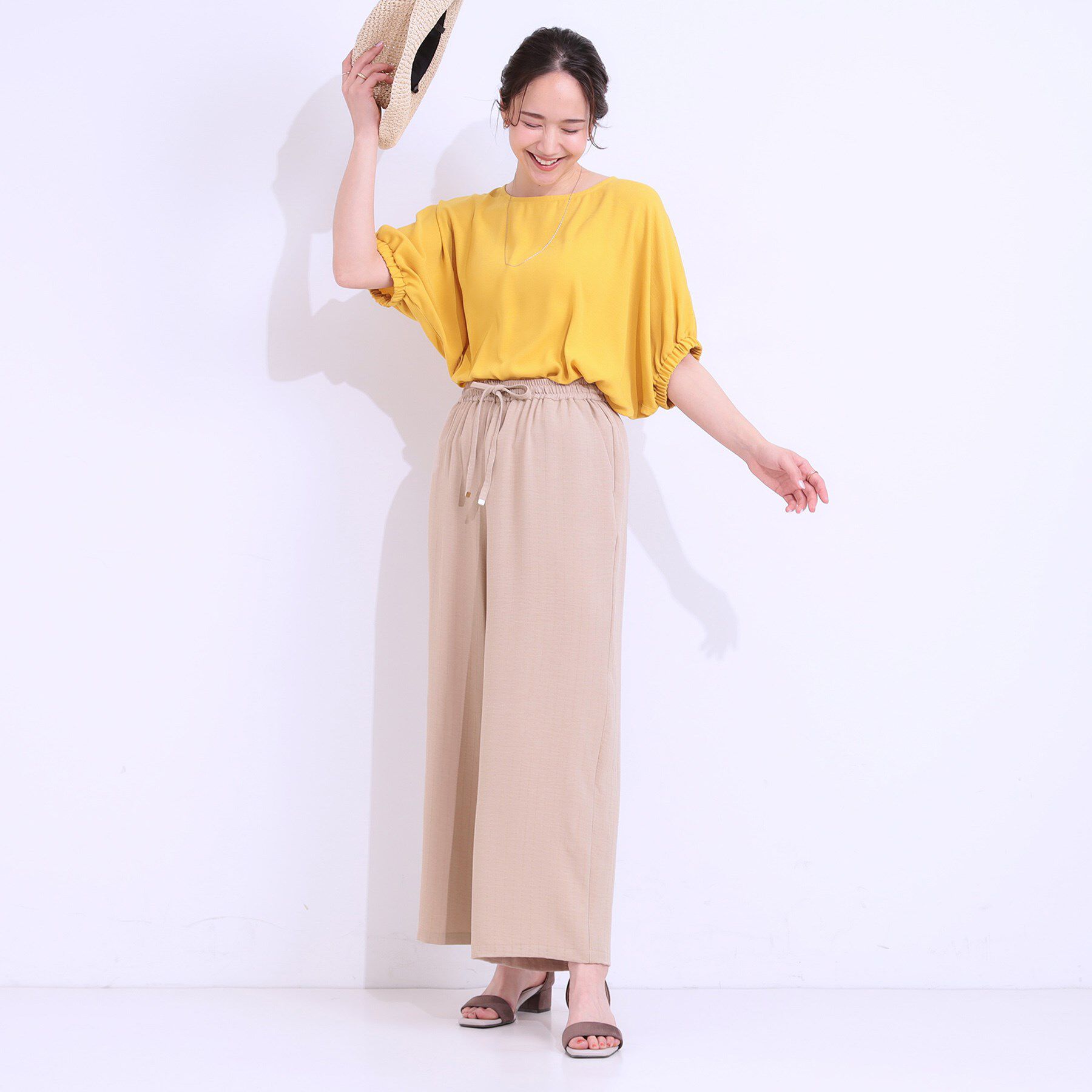 SHOO･LA･RUE「【着丈選べる/ひんやり】ストライプ見えイージーワイドパンツ」|その他|