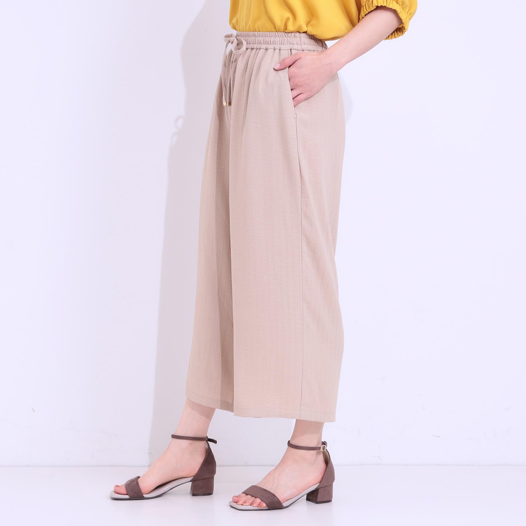 SHOO･LA･RUE「【着丈選べる/ひんやり】ストライプ見えイージーワイドパンツ」|その他|