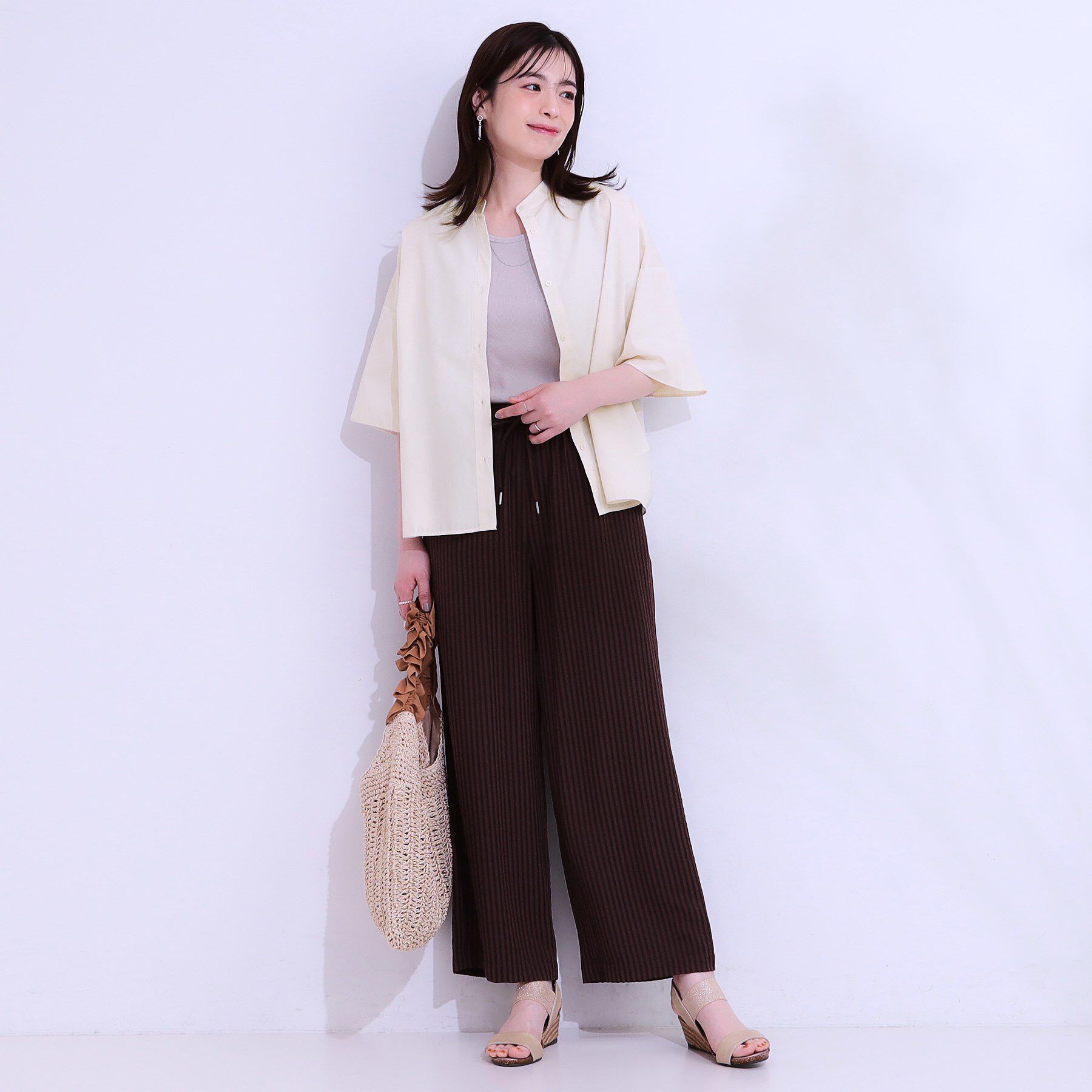 SHOO･LA･RUE「【洗える/5分袖】インせず着られるショートシャツ」|シャツ・ブラウス|