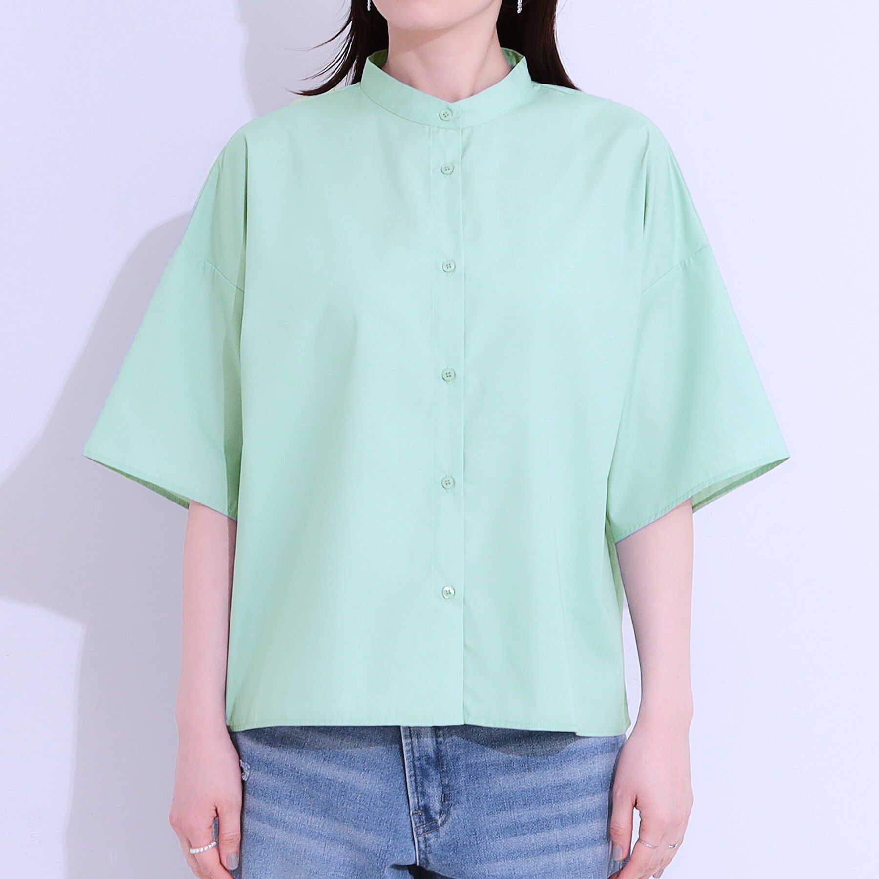 SHOO･LA･RUE「【洗える/5分袖】インせず着られるショートシャツ」|シャツ・ブラウス|