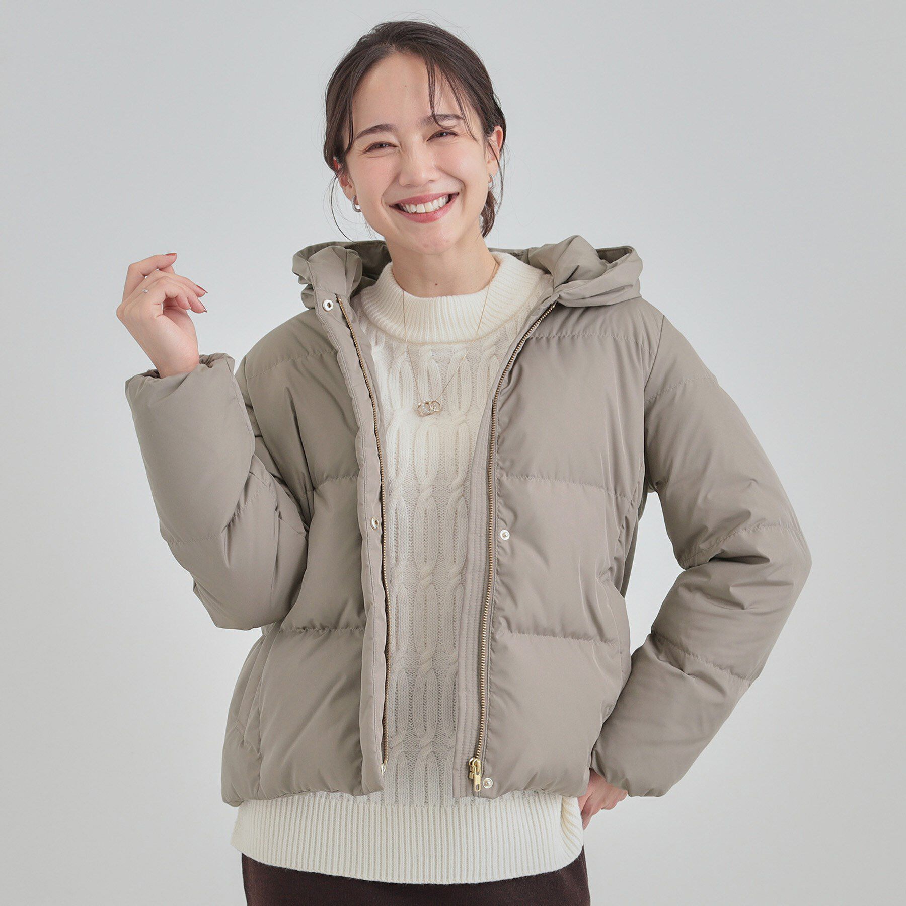 SHOO･LA･RUE「【撥水/洗える】ショートフーディーダウン」|ダウン|