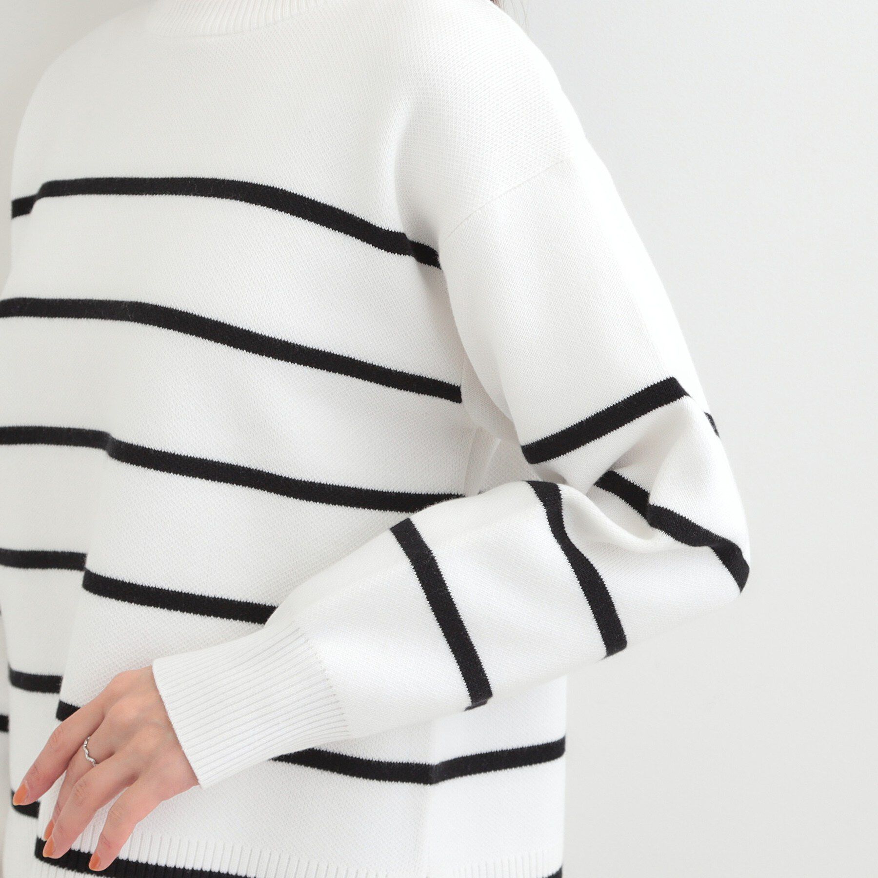 SHOO･LA･RUE「【S-LL/洗濯機可/体型カバー】コットン混で肌当たりがよい スウェットライクニット」|ニット・セーター|