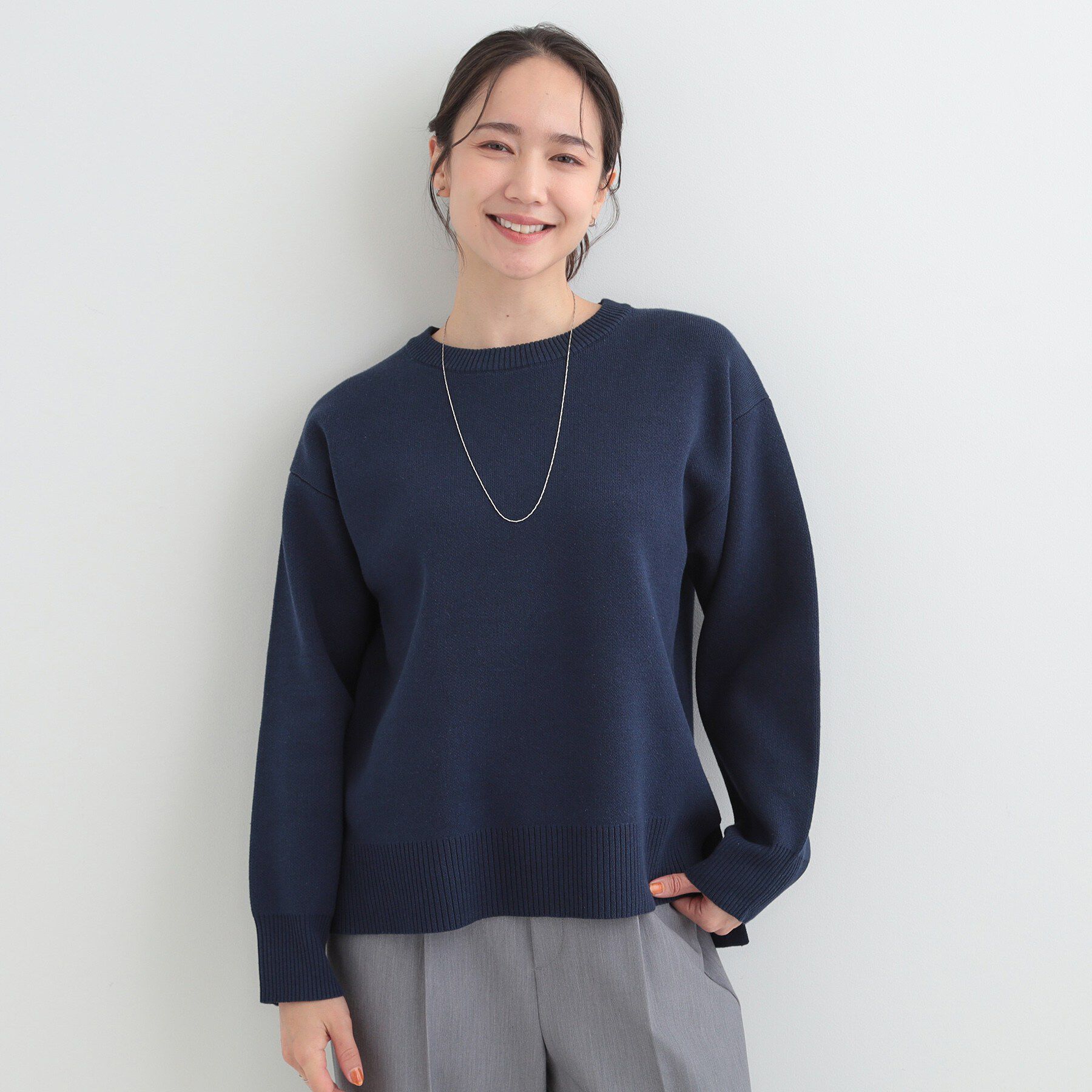 SHOO･LA･RUE「【S-LL/洗濯機可/体型カバー】コットン混で肌当たりがよい スウェットライクニット」|ニット・セーター|