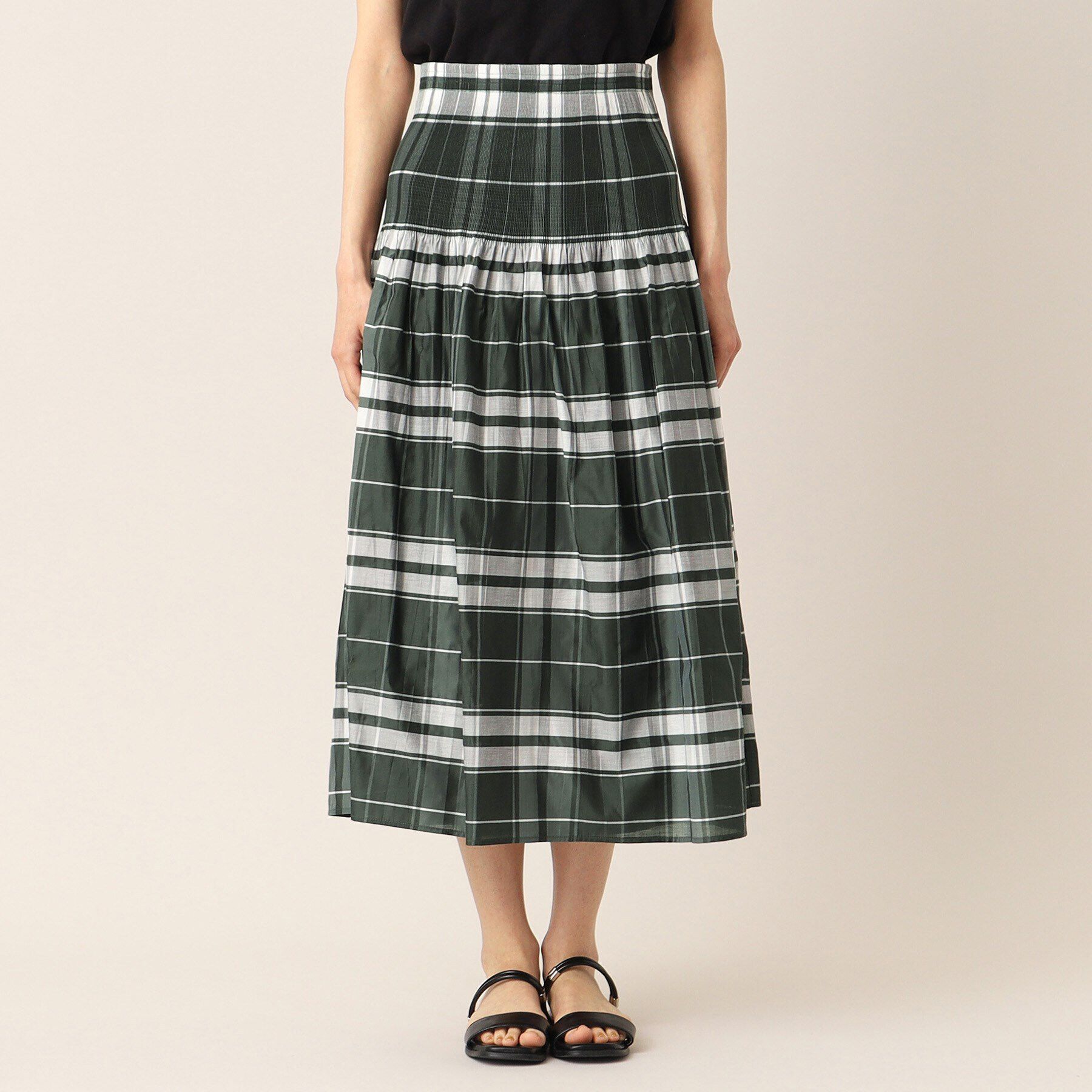 Dessin「【ウエストゴム・洗える】リバーシブルシャーリングスカート」|スカート|