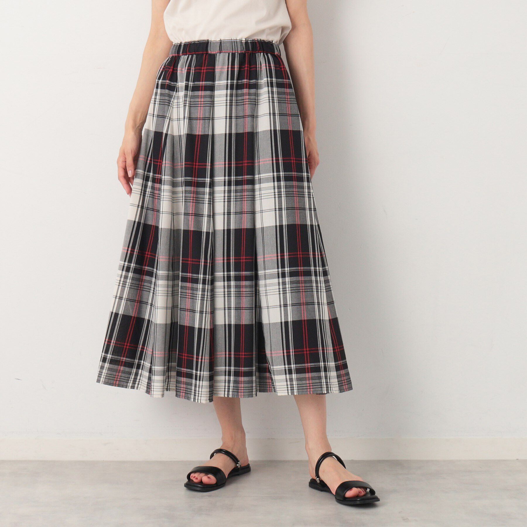 Dessin「【秋色登場・ウエストゴム】映えチェックスカート（XS～L）」|スカート|レッド(262)