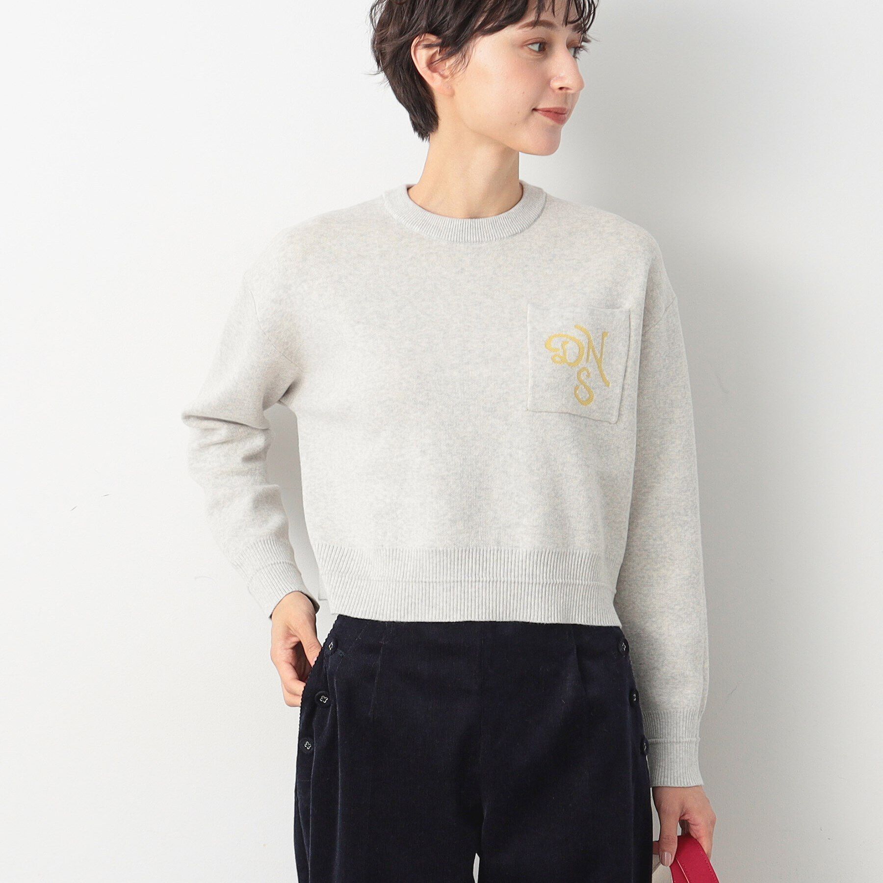 Dessin「【洗える】ロゴジャカードショート丈ニット（XS～L）」|ニット・セーター|